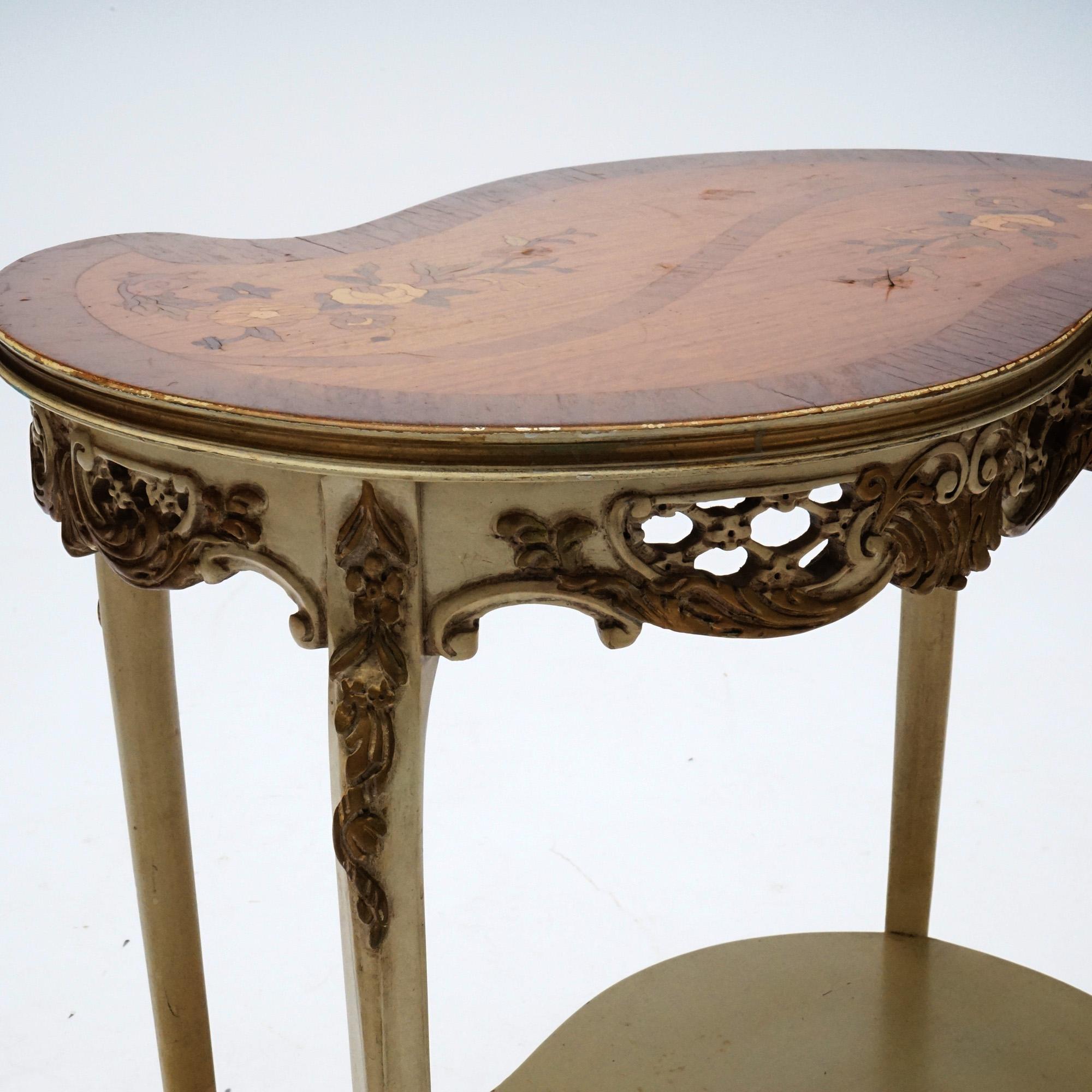 Pair French Louis XVI Style Satinwood Marquetry Serpentine Side Tables, C1930 11
