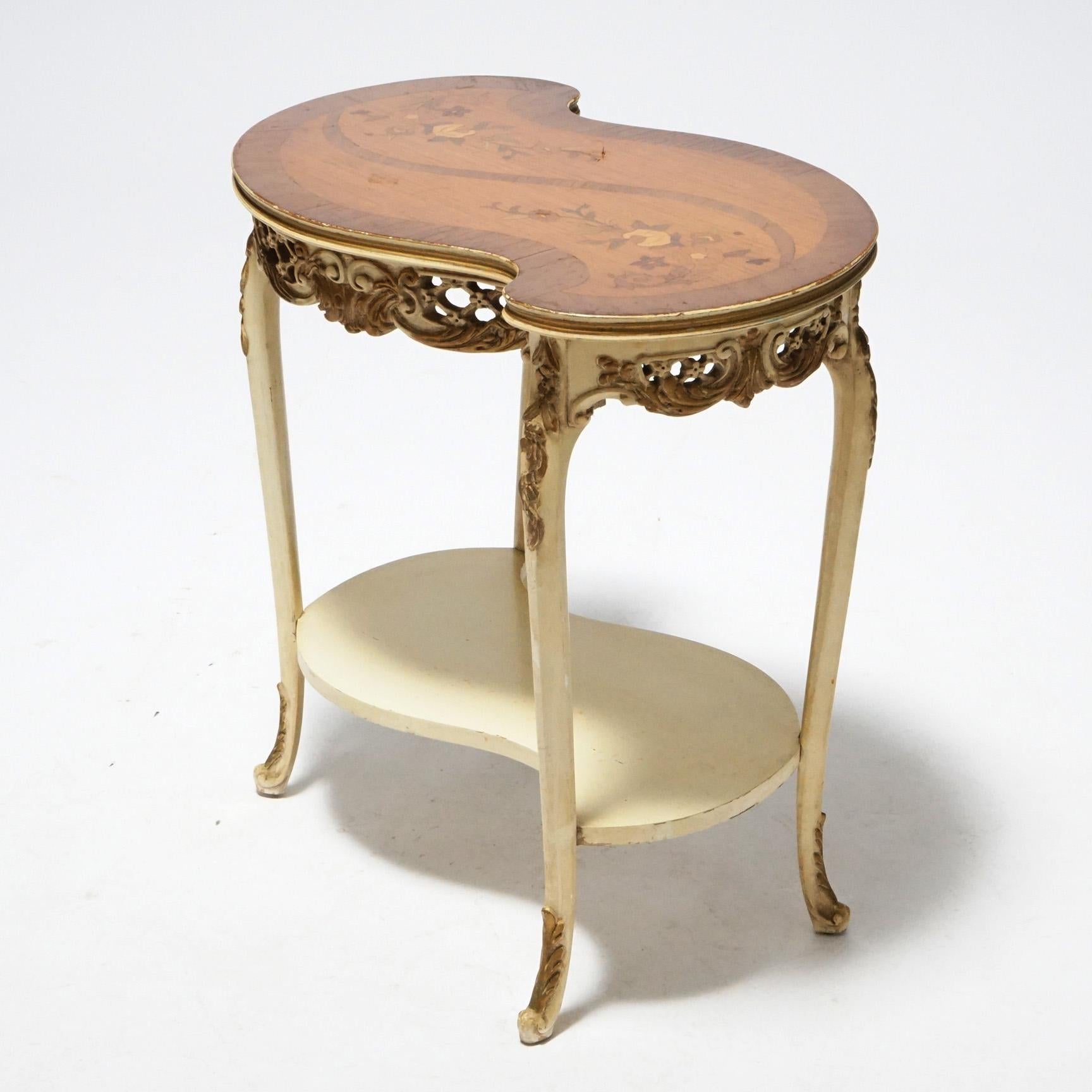 Pair French Louis XVI Style Satinwood Marquetry Serpentine Side Tables, C1930 1