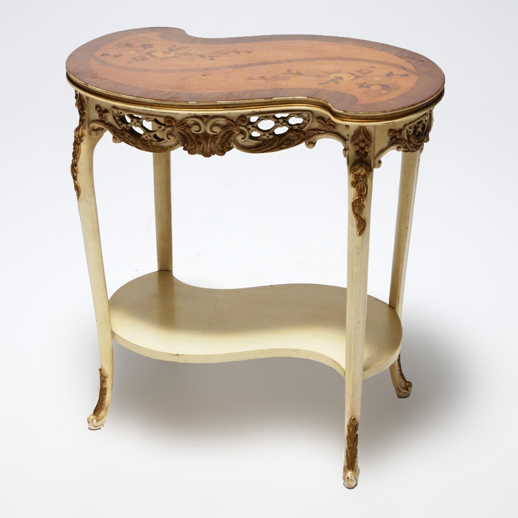 Pair French Louis XVI Style Satinwood Marquetry Serpentine Side Tables, C1930 2