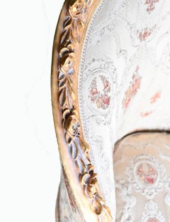Pair French Louis XVI Tub Chairs Gilt Arm Chair