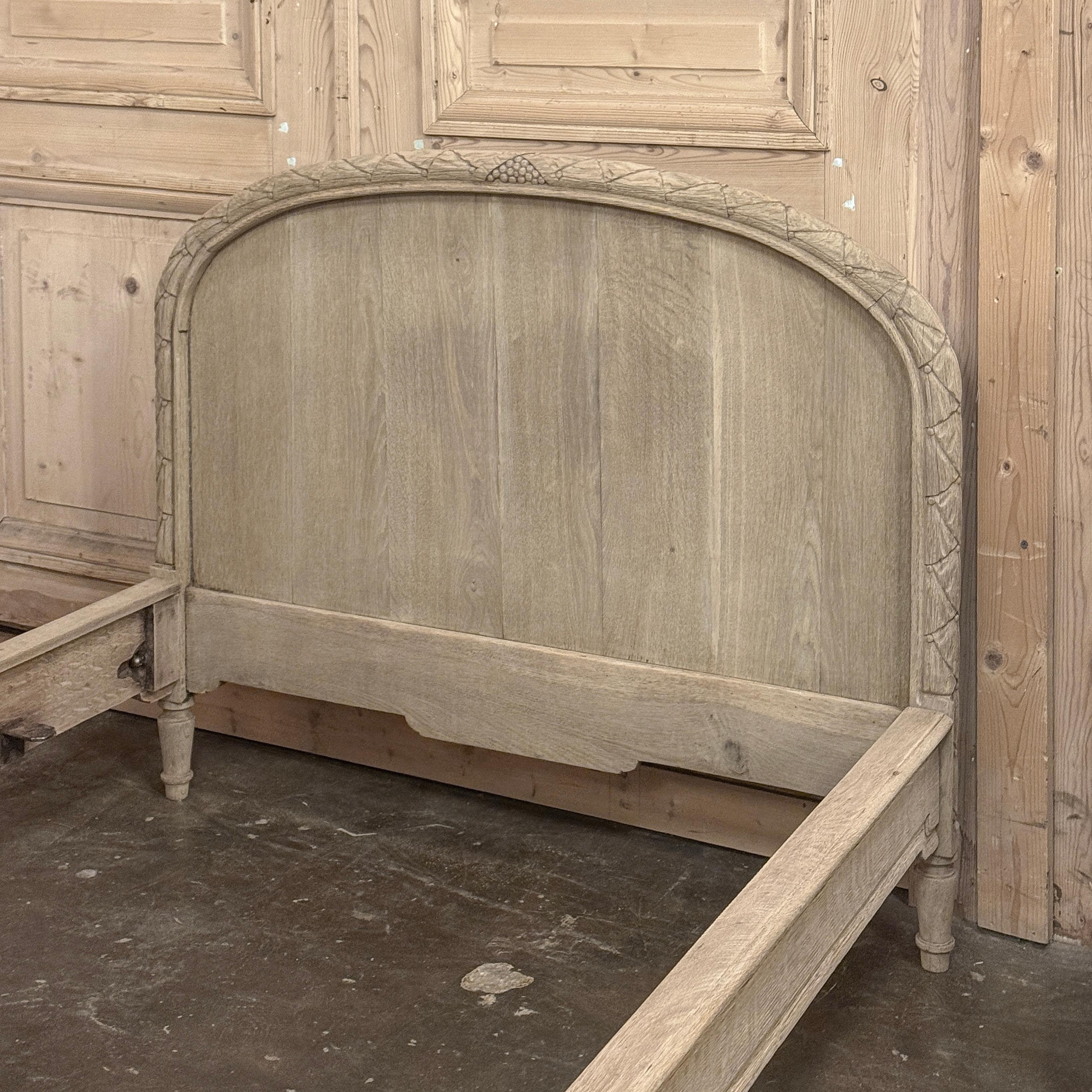 Pair French Louis XVI Twin Beds in Stripped Oak For Sale 11