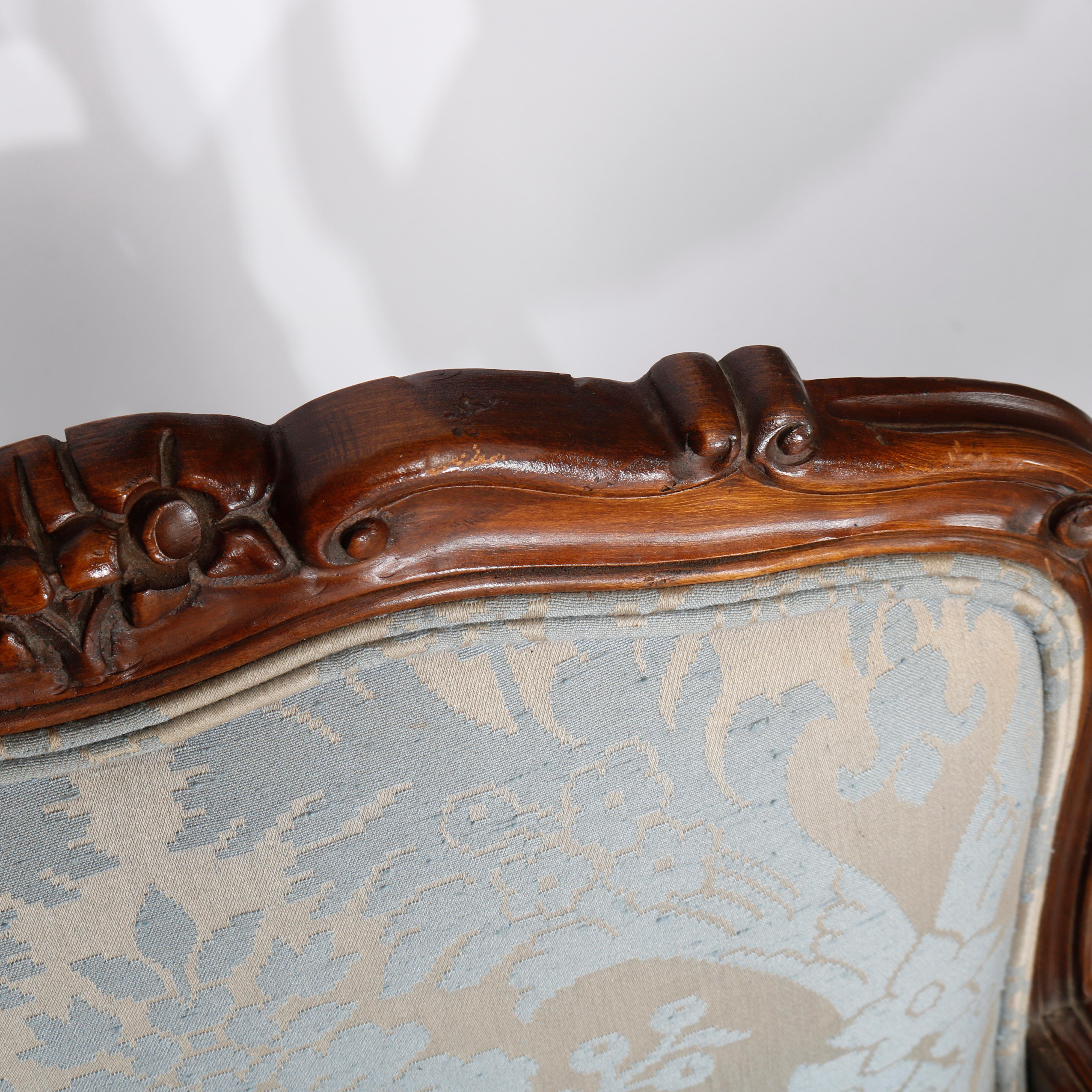 Pair French LouisXV Style Carved Fruitwood Fauteuil Arm Chairs 20th C 5