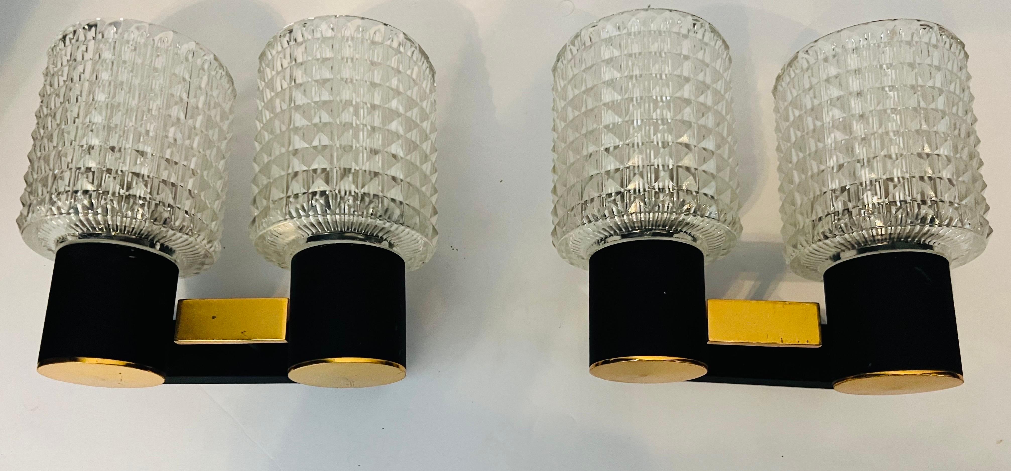 Mid-Century Modern Pair French Lunel 1960s Mid-Century Wall Lights For Sale