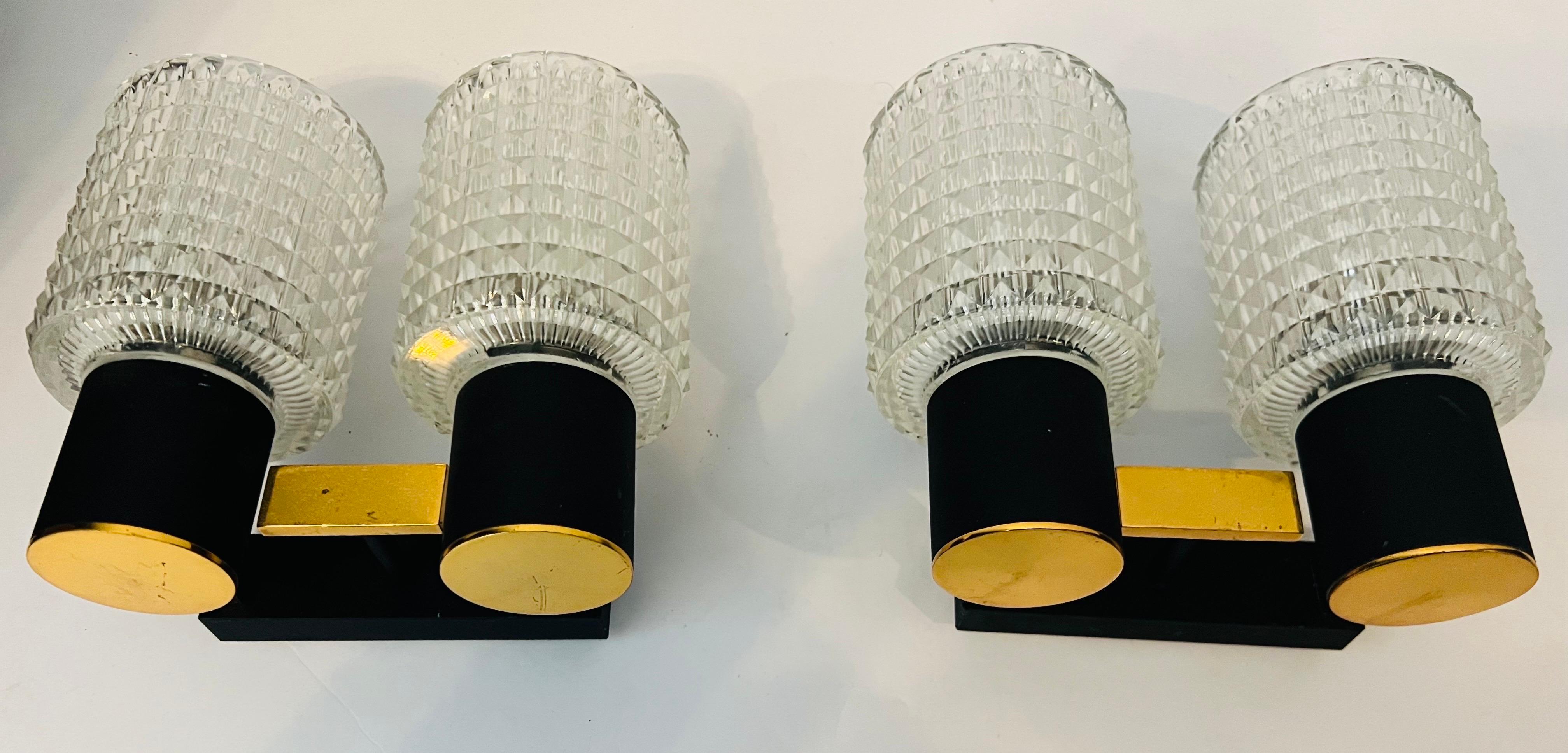 Mid-20th Century Pair French Lunel 1960s Mid-Century Wall Lights For Sale