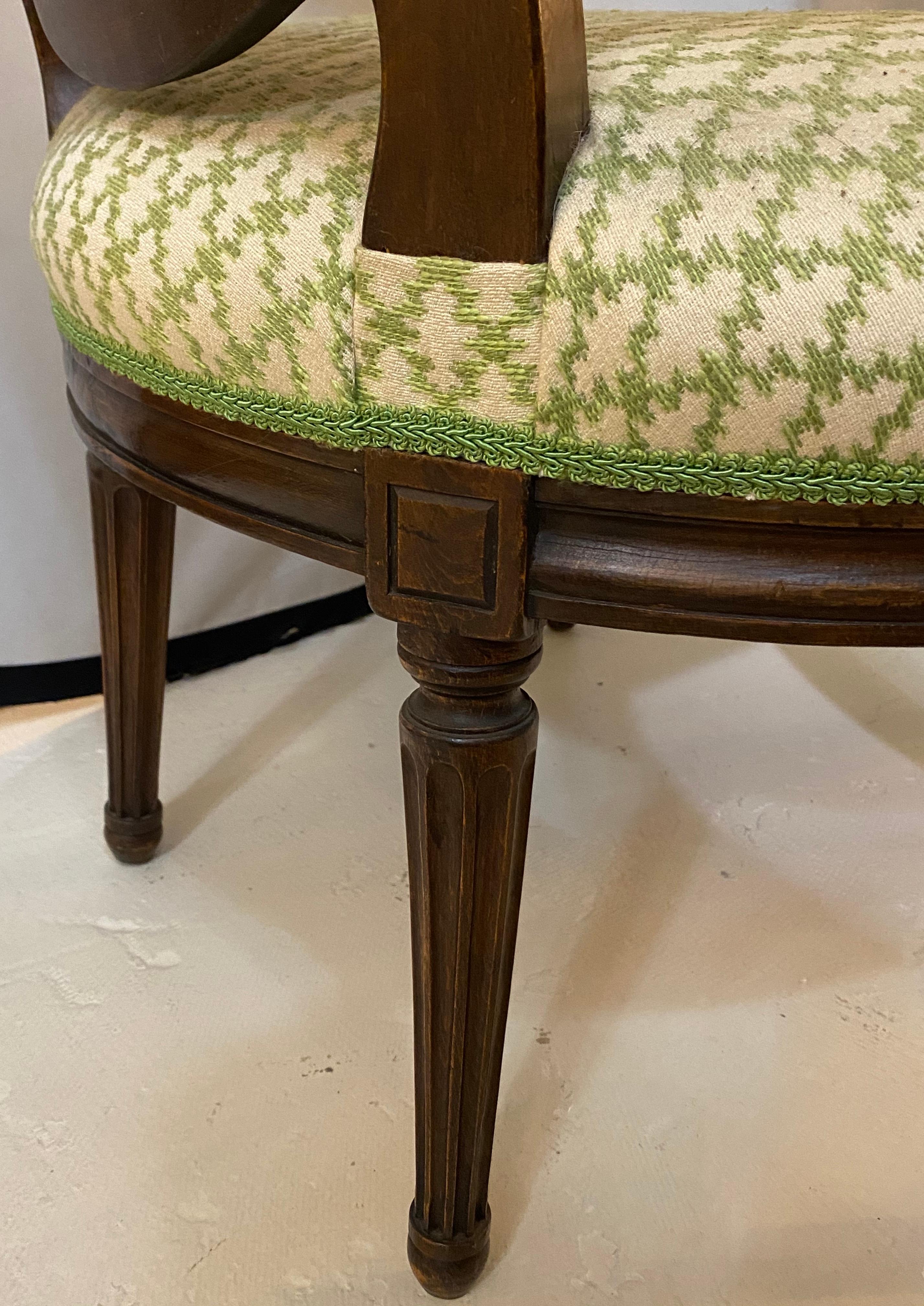 Pair of French Maison Jansen Bergeres or Armchairs in Walnut, Stamped JANSEN 4