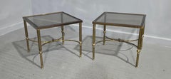 Pair French Maison Jansen Brass Lamp Tables