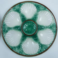 Pair of French Majolica Oyster Plates, Late 19th Century
