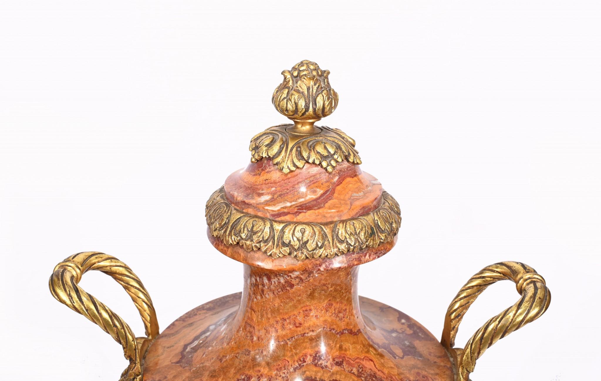 Pair French Marble Urns Amphora Cassolettes Empire 1890 For Sale 4