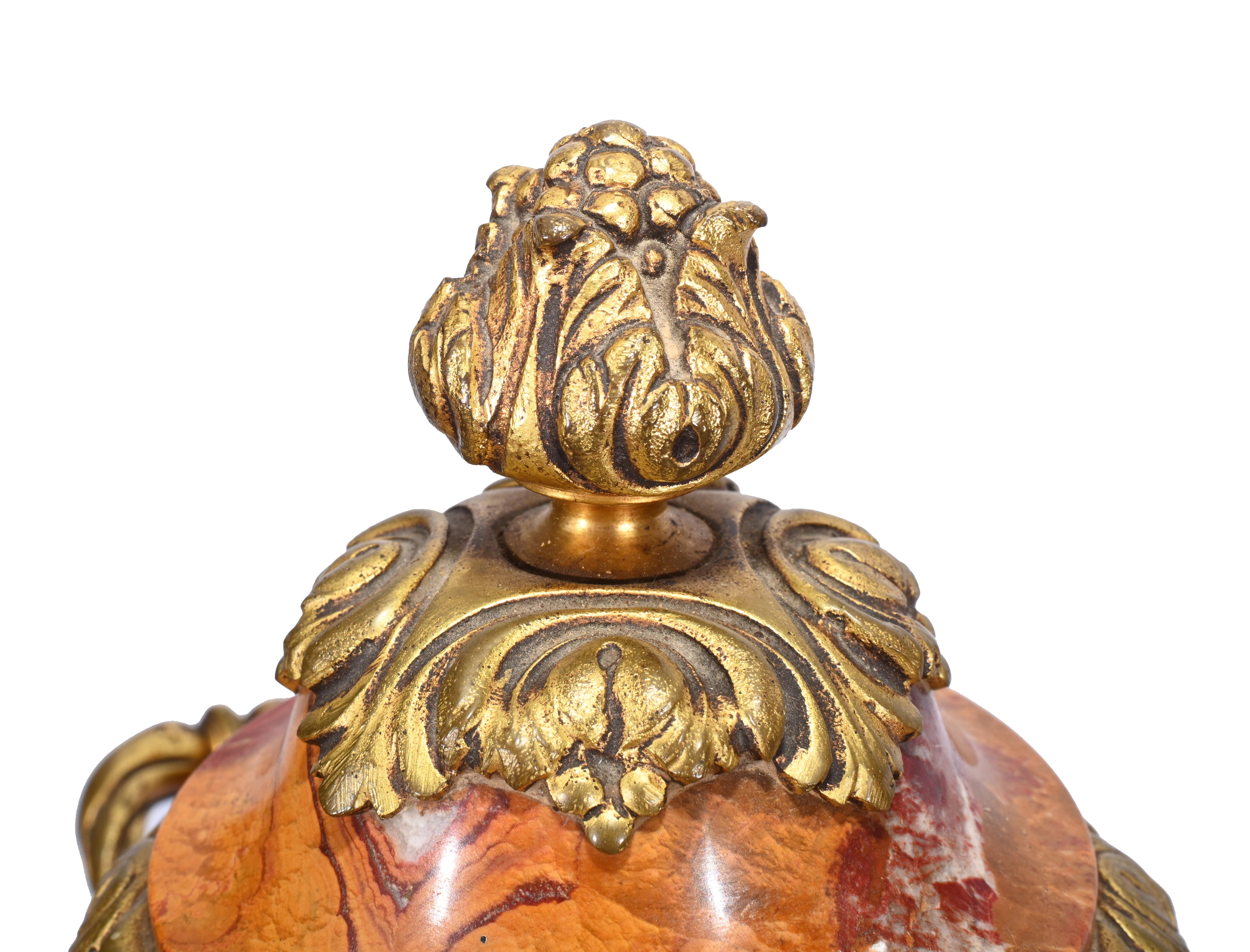 Pair French Marble Urns Amphora Cassolettes Empire 1890 9