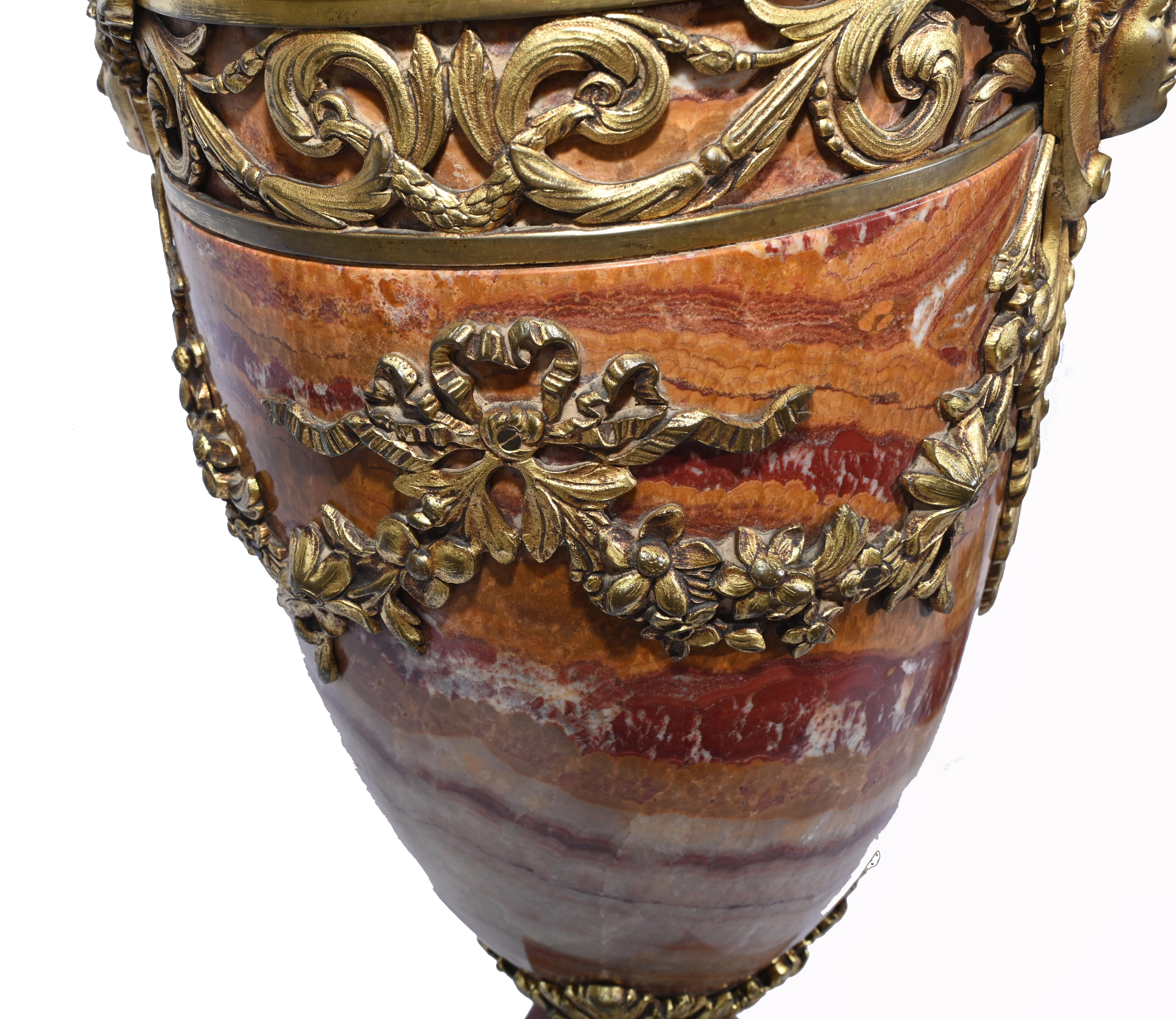 Pair French Marble Urns Amphora Cassolettes Empire 1890 10