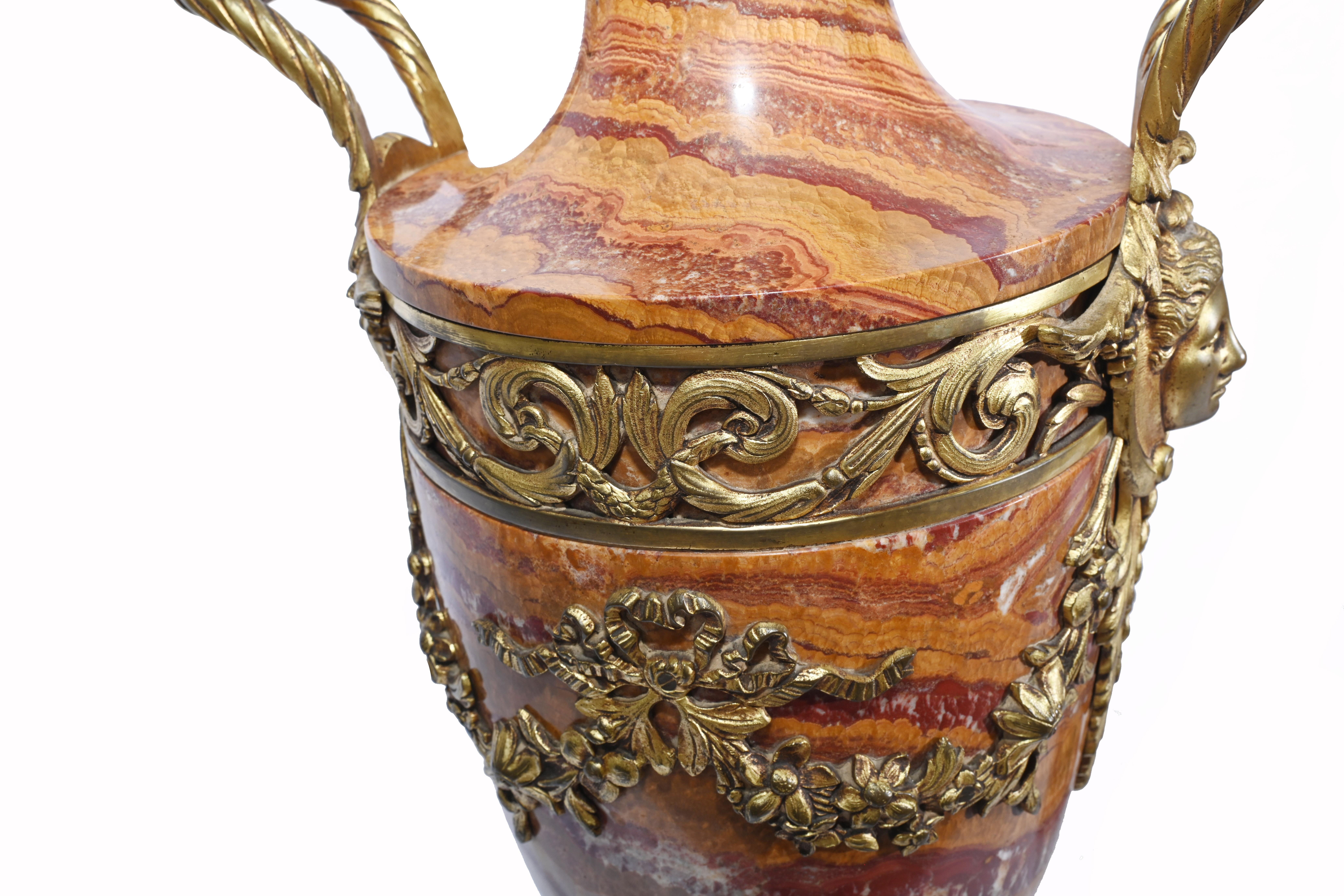 Pair French Marble Urns Amphora Cassolettes Empire 1890 11