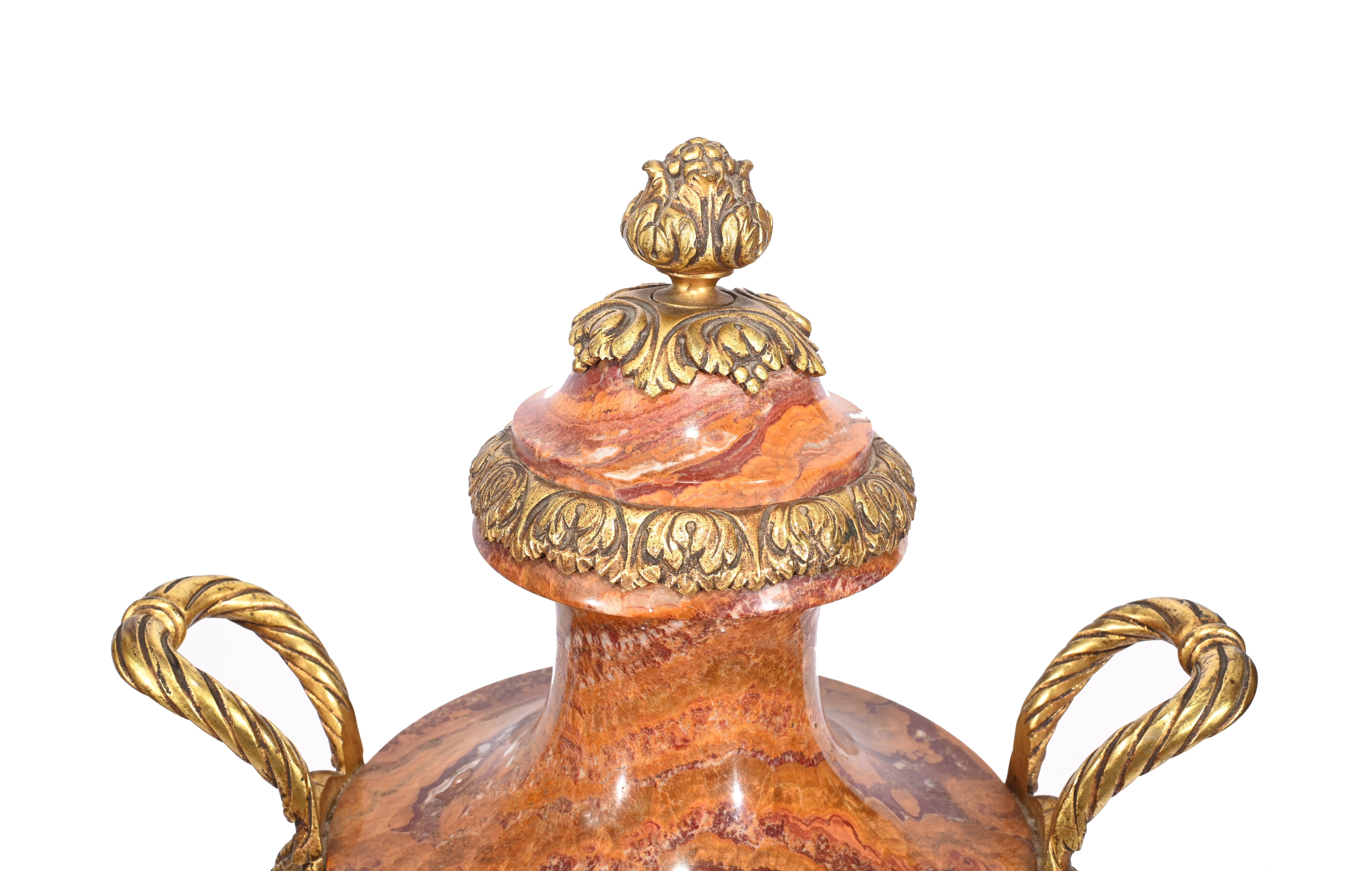 Pair French Marble Urns Amphora Cassolettes Empire 1890 2