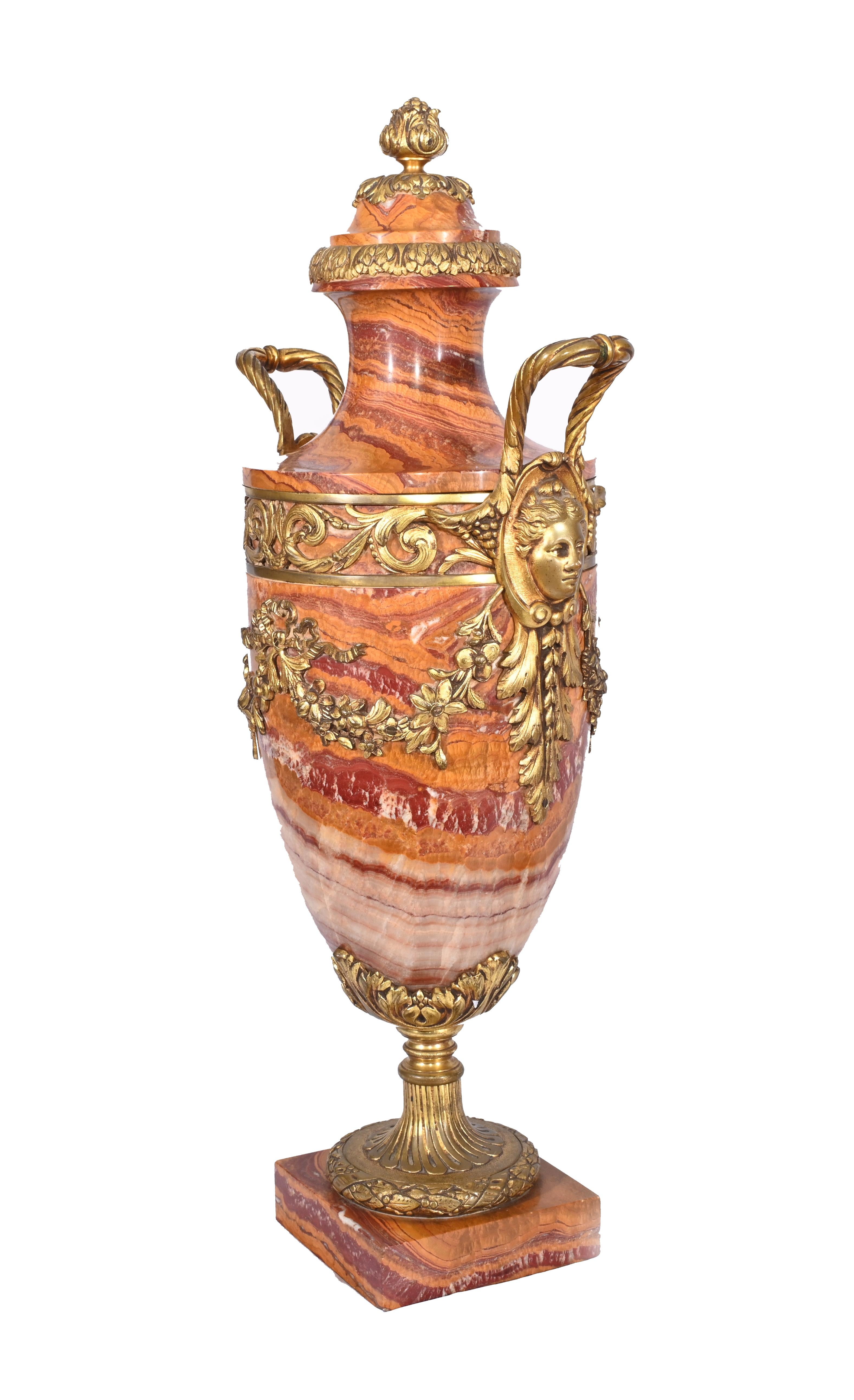 Pair French Marble Urns Amphora Cassolettes Empire 1890 4
