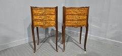 Pair French Marquetry Bedside Chests of Drawers