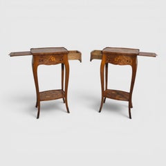Pair French Marquetry Lamp Tables