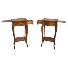 Pair French Marquetry Lamp Tables