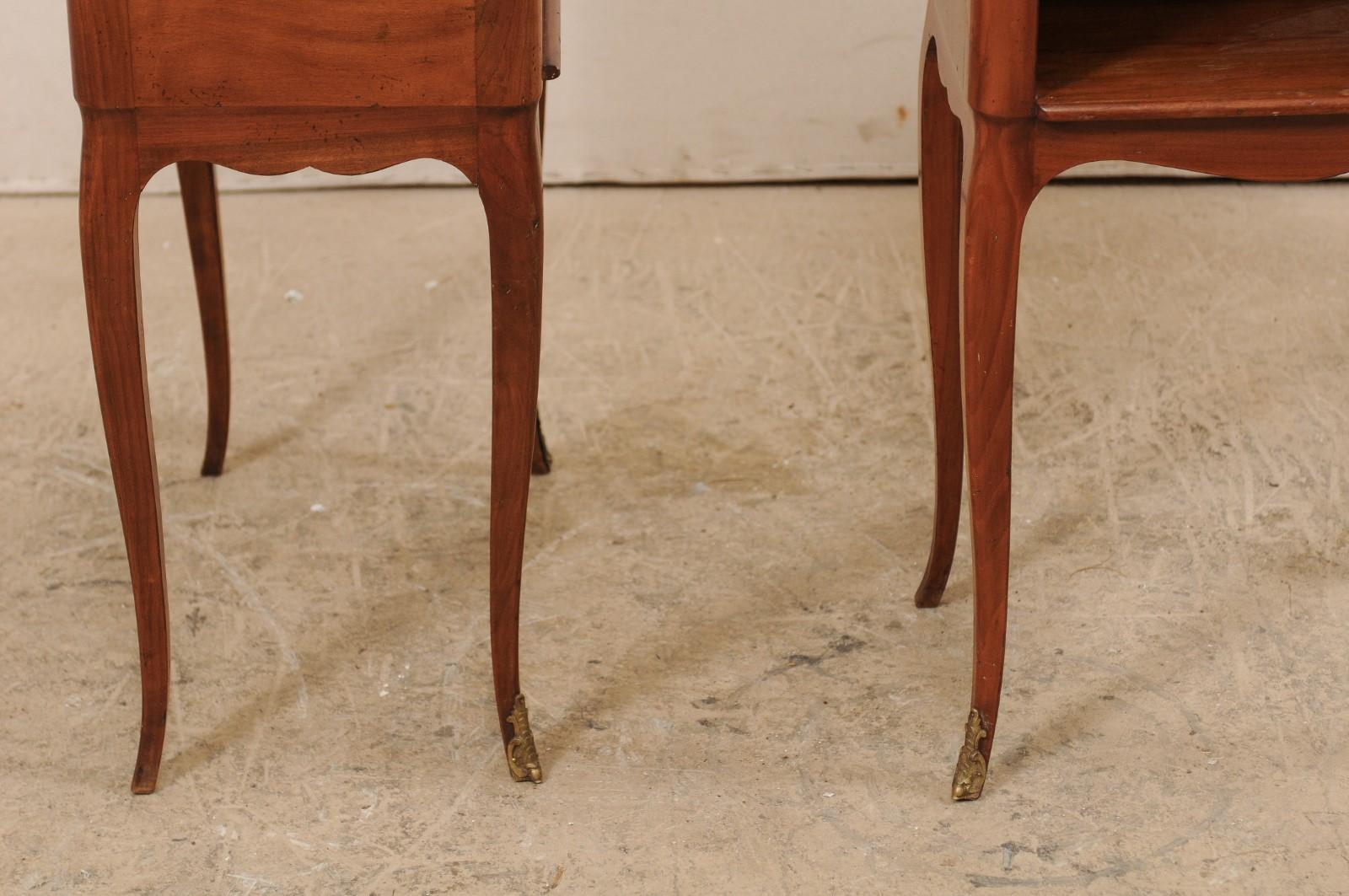 Pair of French Mid-20th Century Marble-Top Side Chests with Cabriole Legs 8