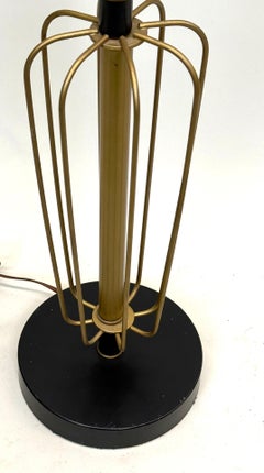 Pair French Mid-Century Enameled Wire Sphere Table Lamps, Gilbert Poillerat 1950