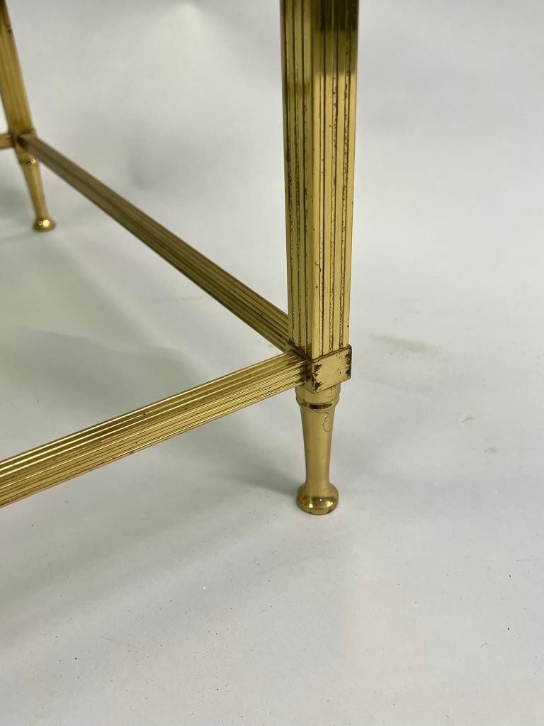 Pair French Mid-Century Modern Neoclassical Brass Side Tables, Maison Jansen 3