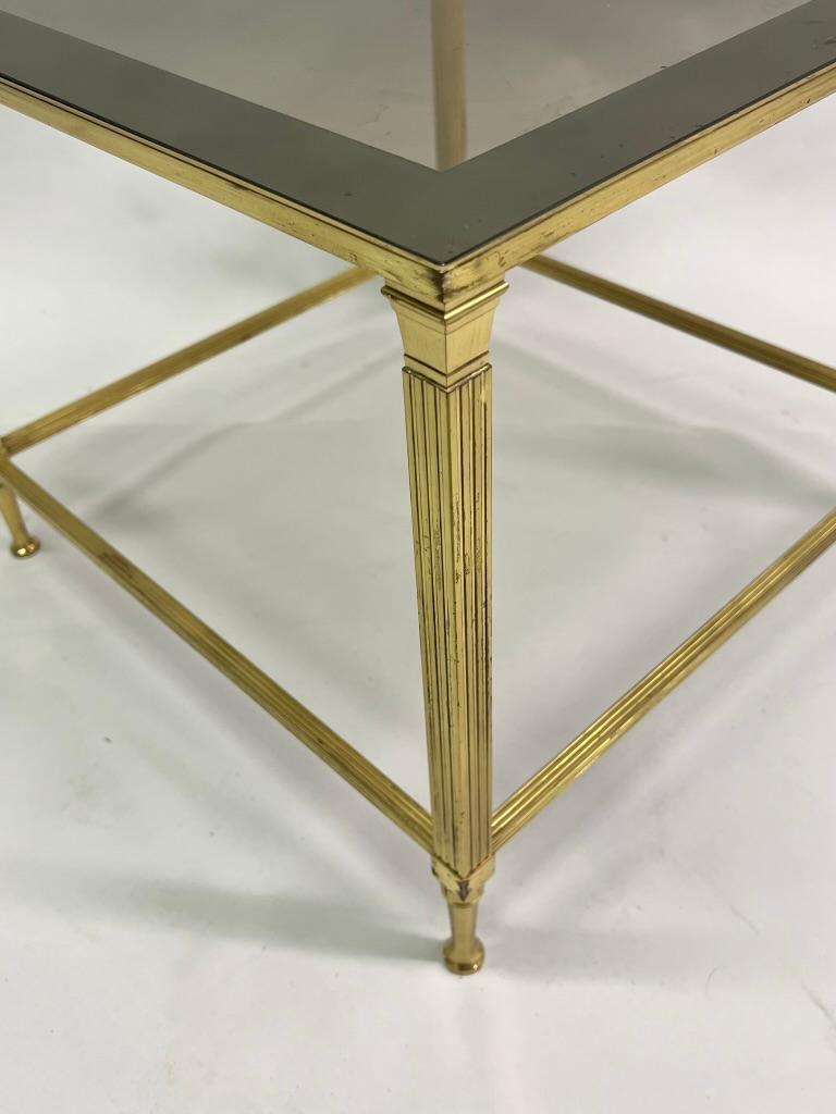 Pair French Mid-Century Modern Neoclassical Brass Side Tables, Maison Jansen 2