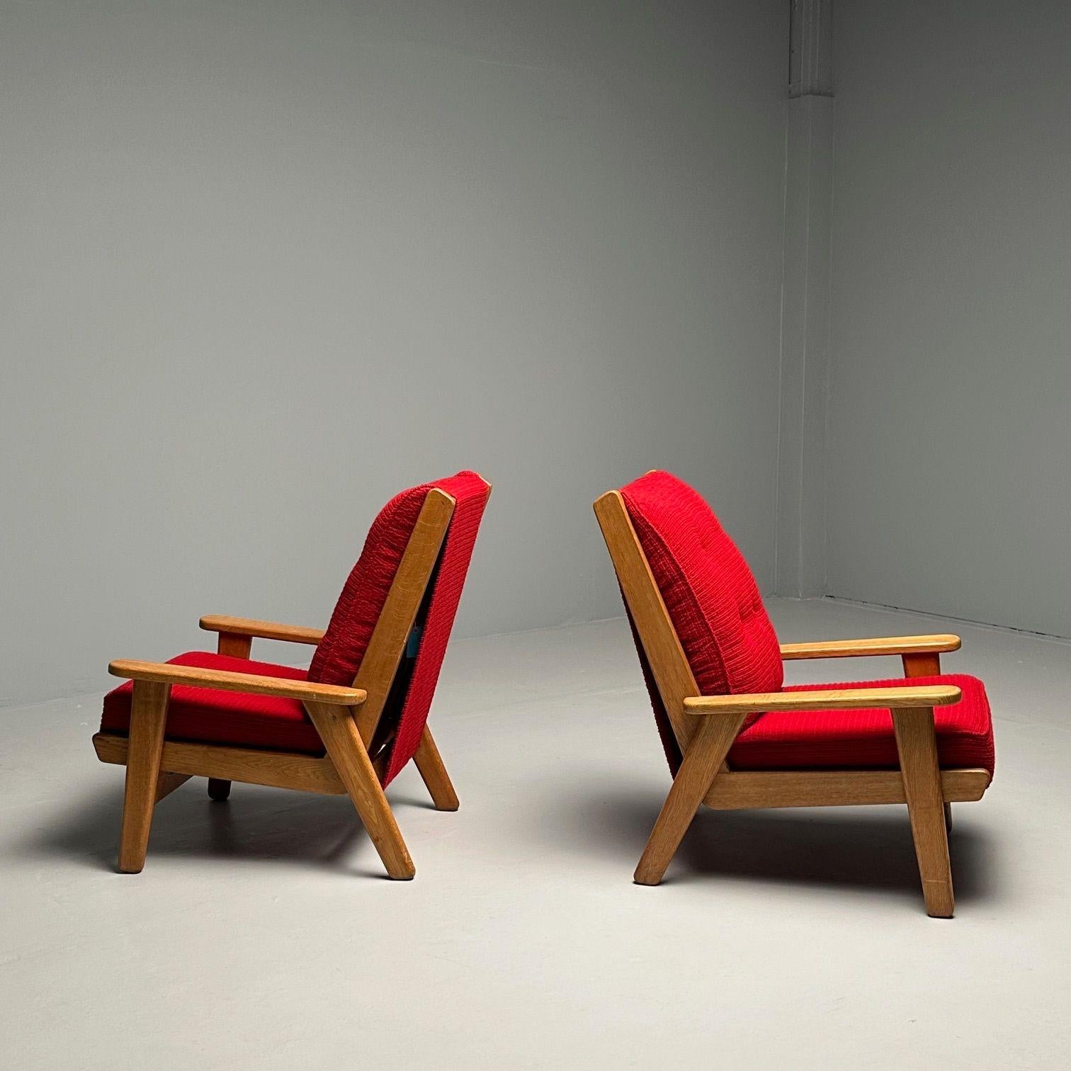 Wood Pair French Mid-Century Modern Pierre Guariche Lounge / Arm Chairs France Export For Sale