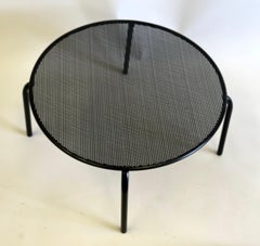 PAIR, French Mid-Century Round Perforated Iron Side or EndTables, Mathieu Margot