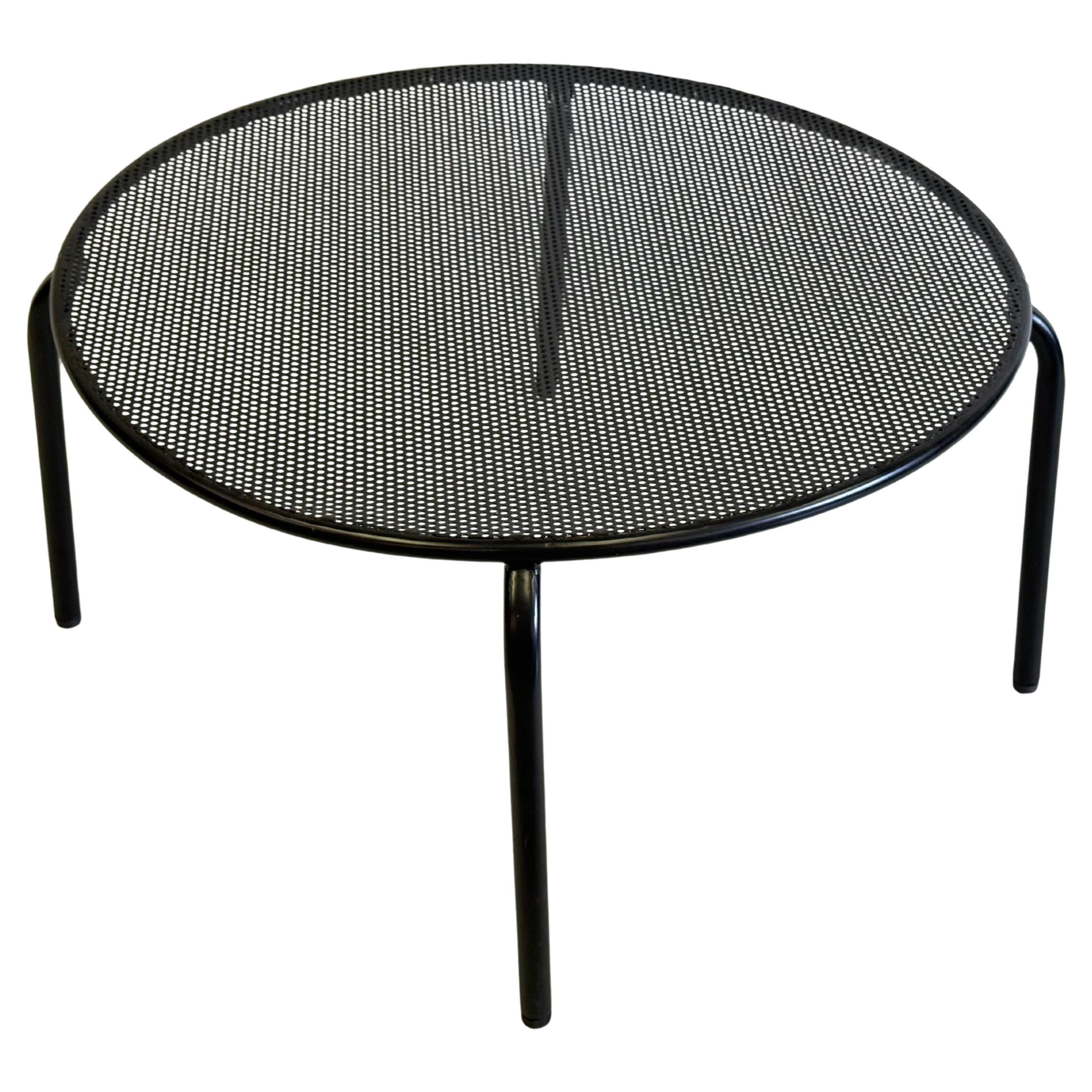 PAIR, French Mid-Century Round Perforated Iron Side or EndTables, Mathieu Margot