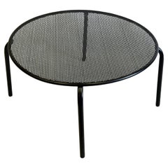 PAIR, French Mid-Century Round Perforated Iron Side or EndTables, Mathieu Margot