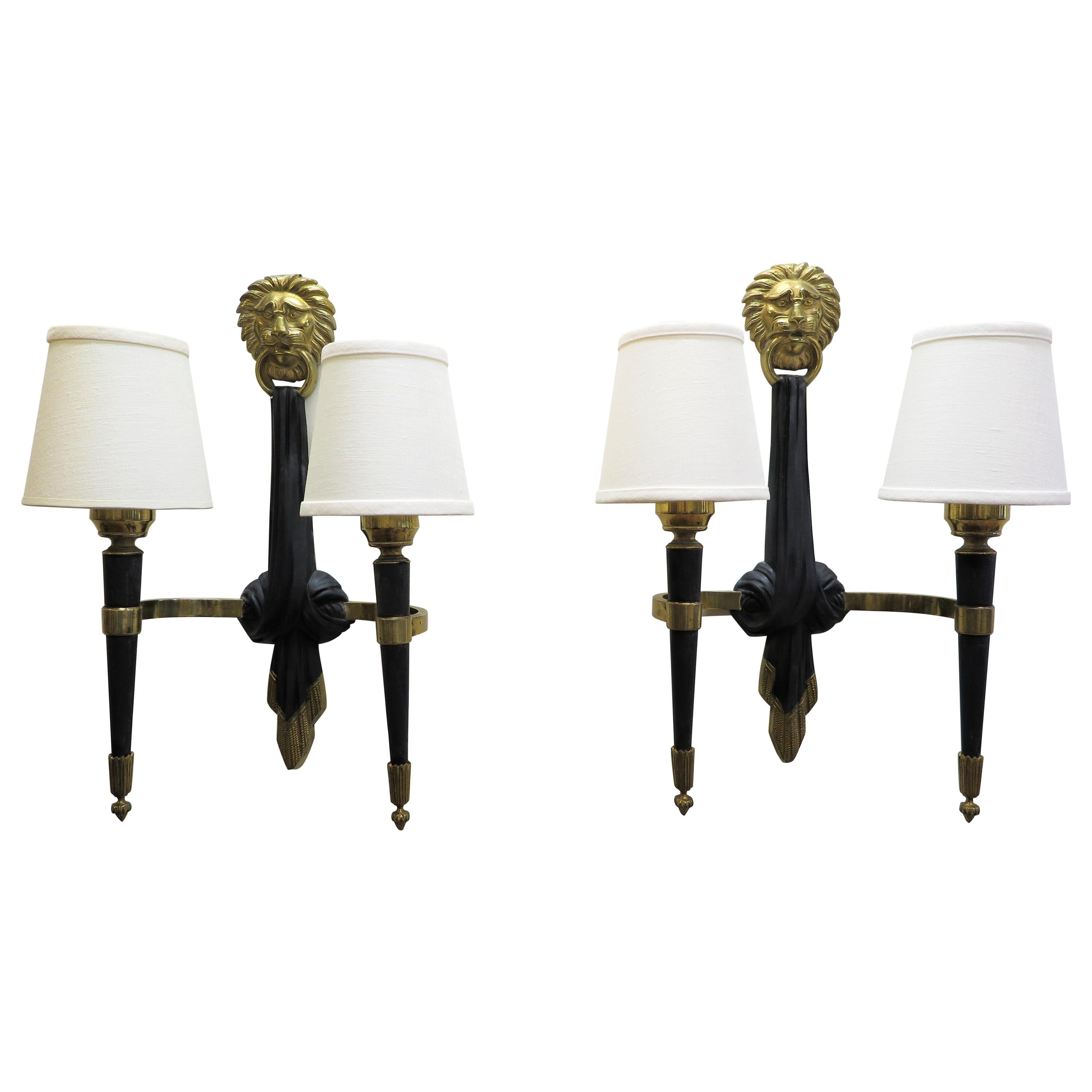 Pair of French Midcentury Sconces Maison Jansen For Sale