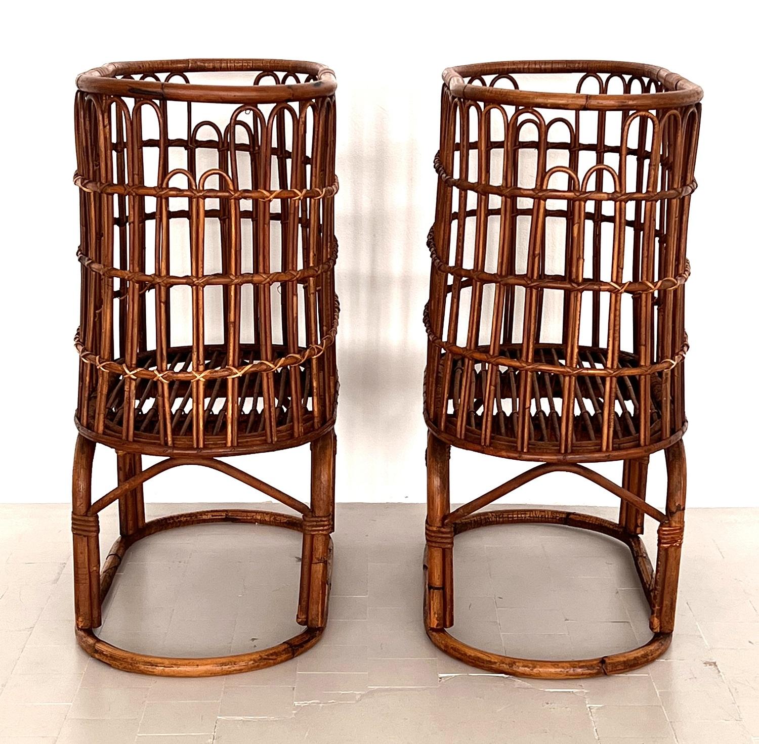 Pair French Midcentury XXL Bamboo Baskets, 1970s For Sale 5