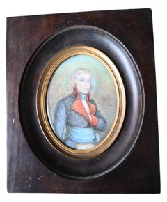 Pair French Miniature Portraits Of Commander Jean-baptiste Raymond De Lacrosse