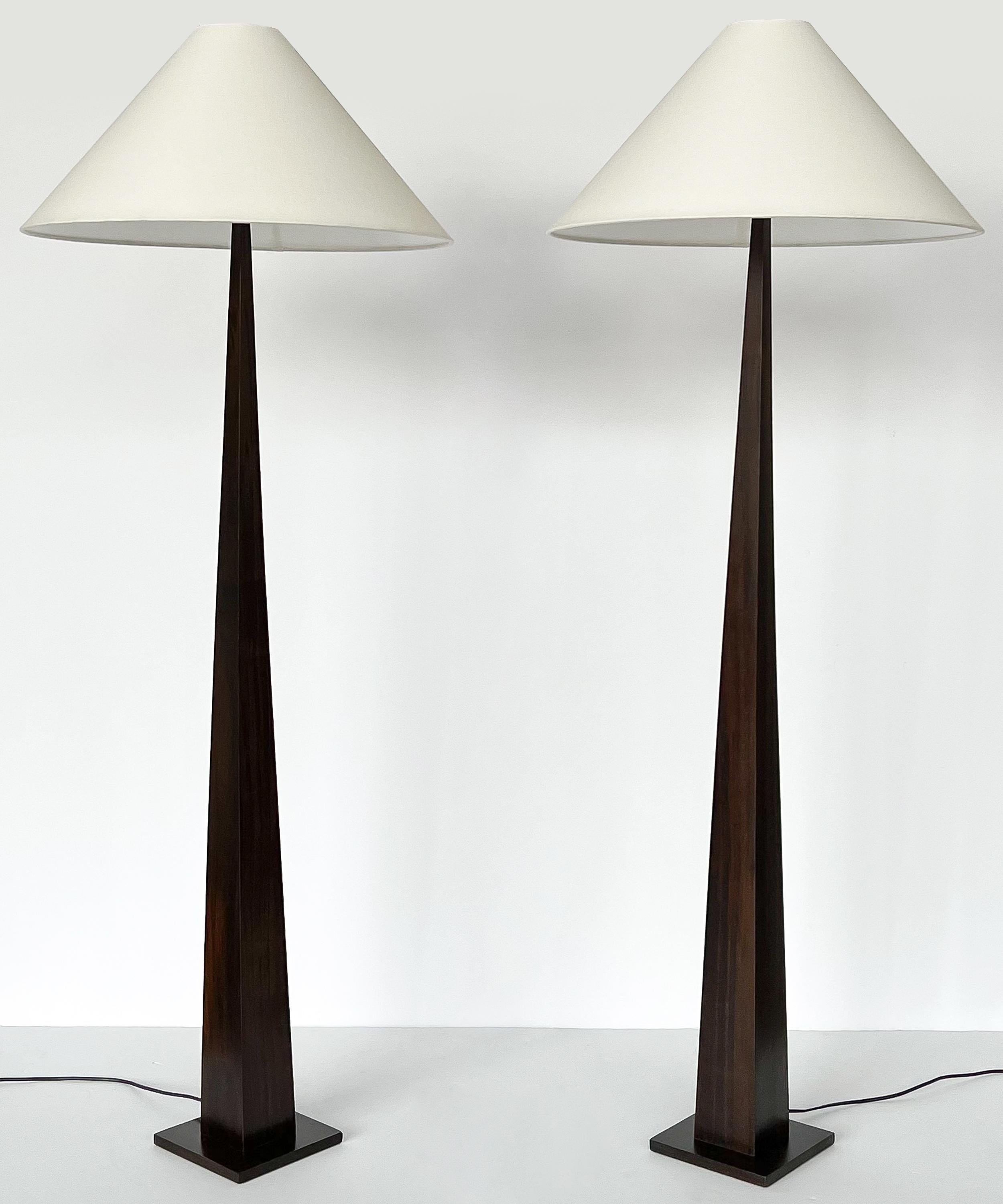 Pair French Minimalist Wood Floor Lamps by Luc Rabault  In Good Condition In Chicago, IL
