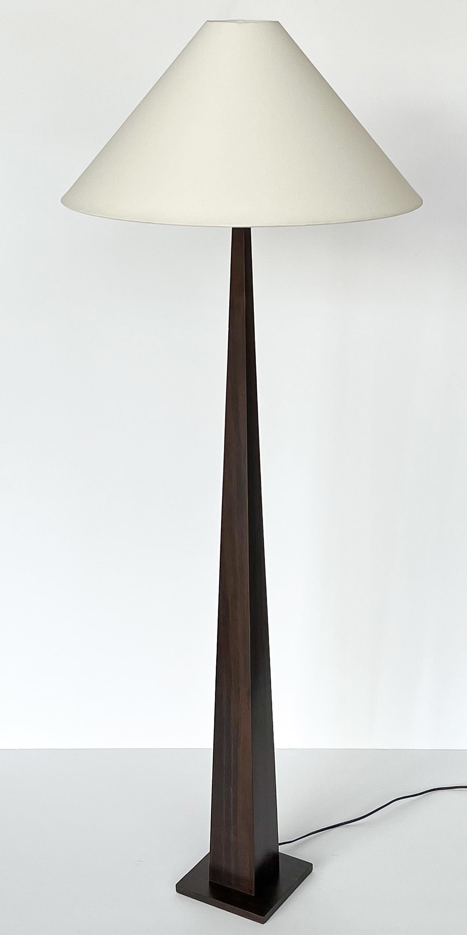 Pair French Minimalist Wood Floor Lamps by Luc Rabault  1