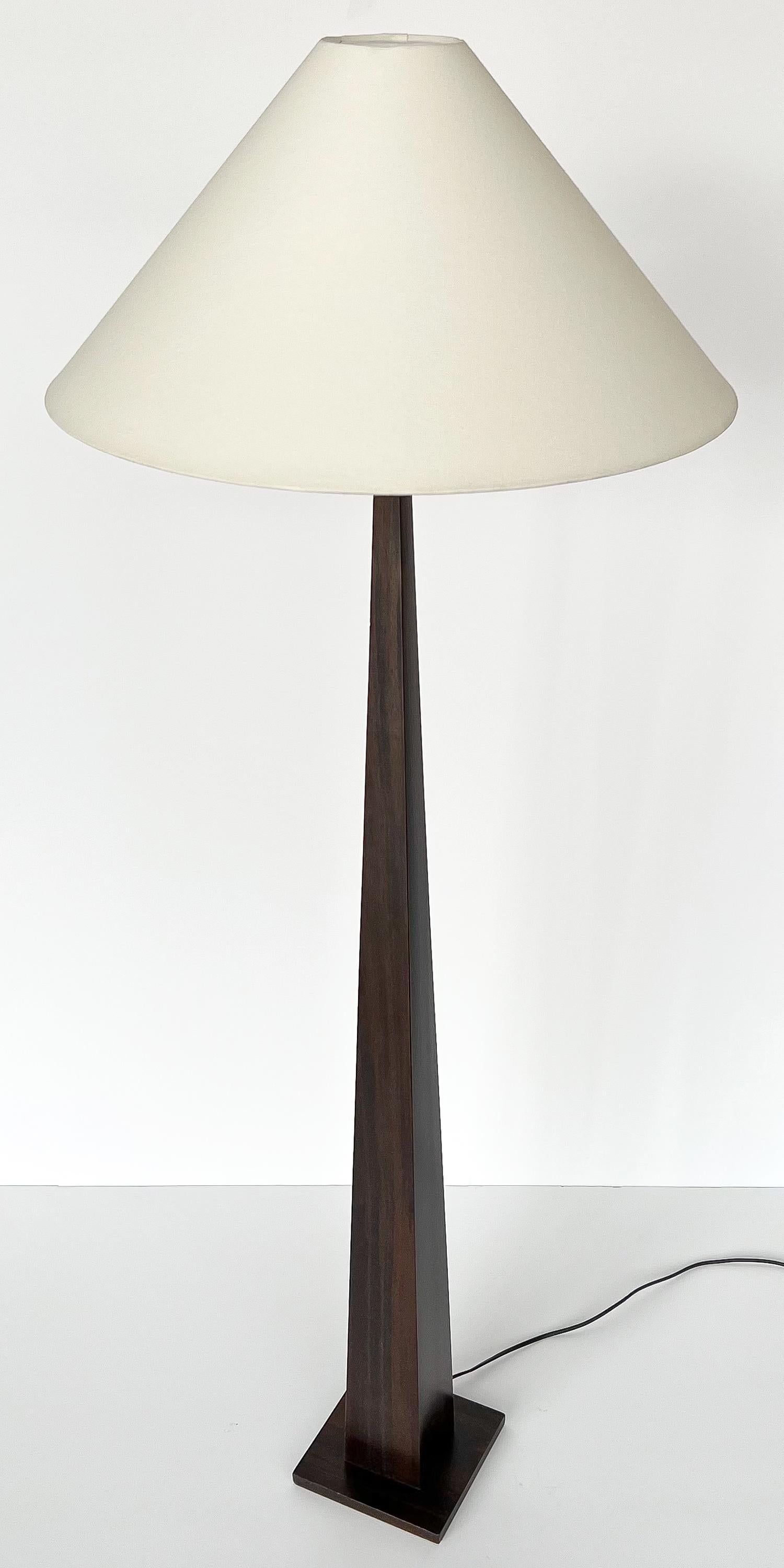 Pair French Minimalist Wood Floor Lamps by Luc Rabault  3