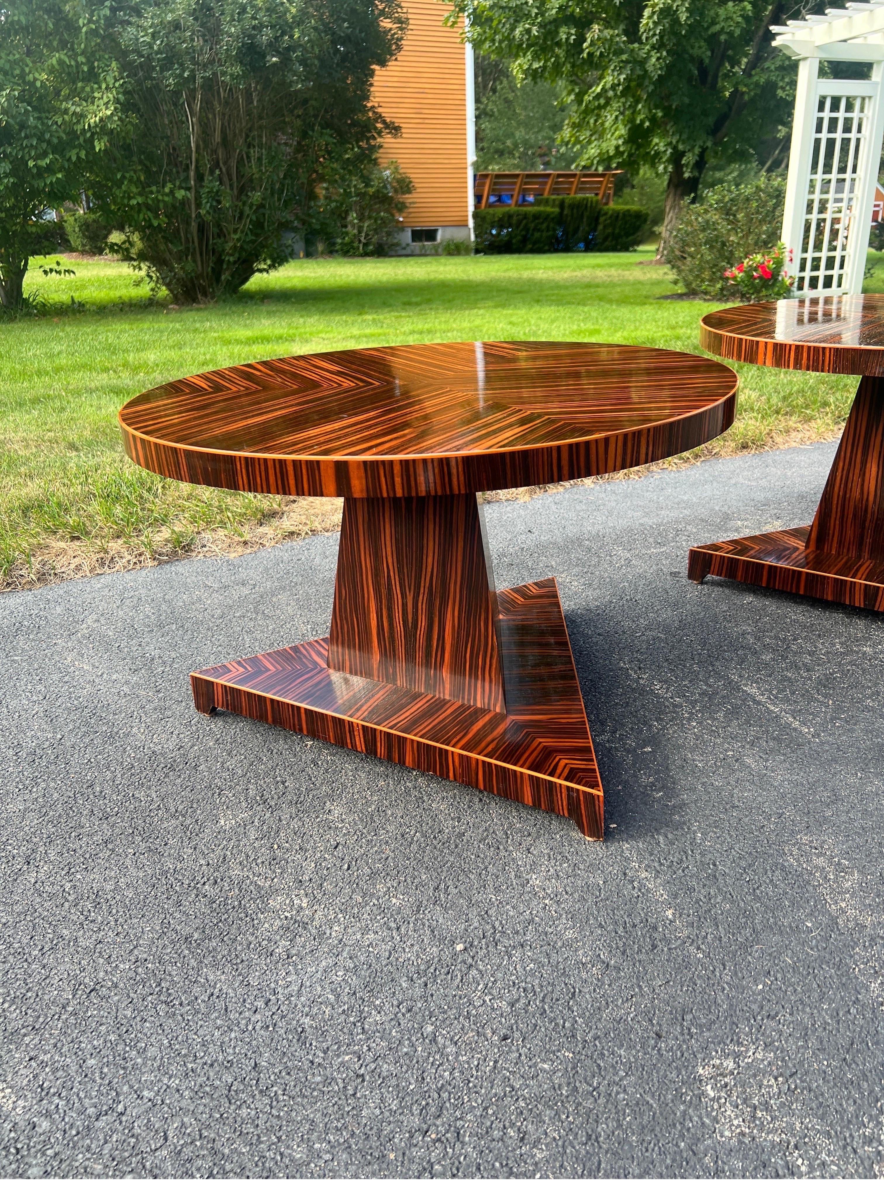 20th Century Pair, French Modern Art Deco Style Madagascar Rosewood Side Tables For Sale