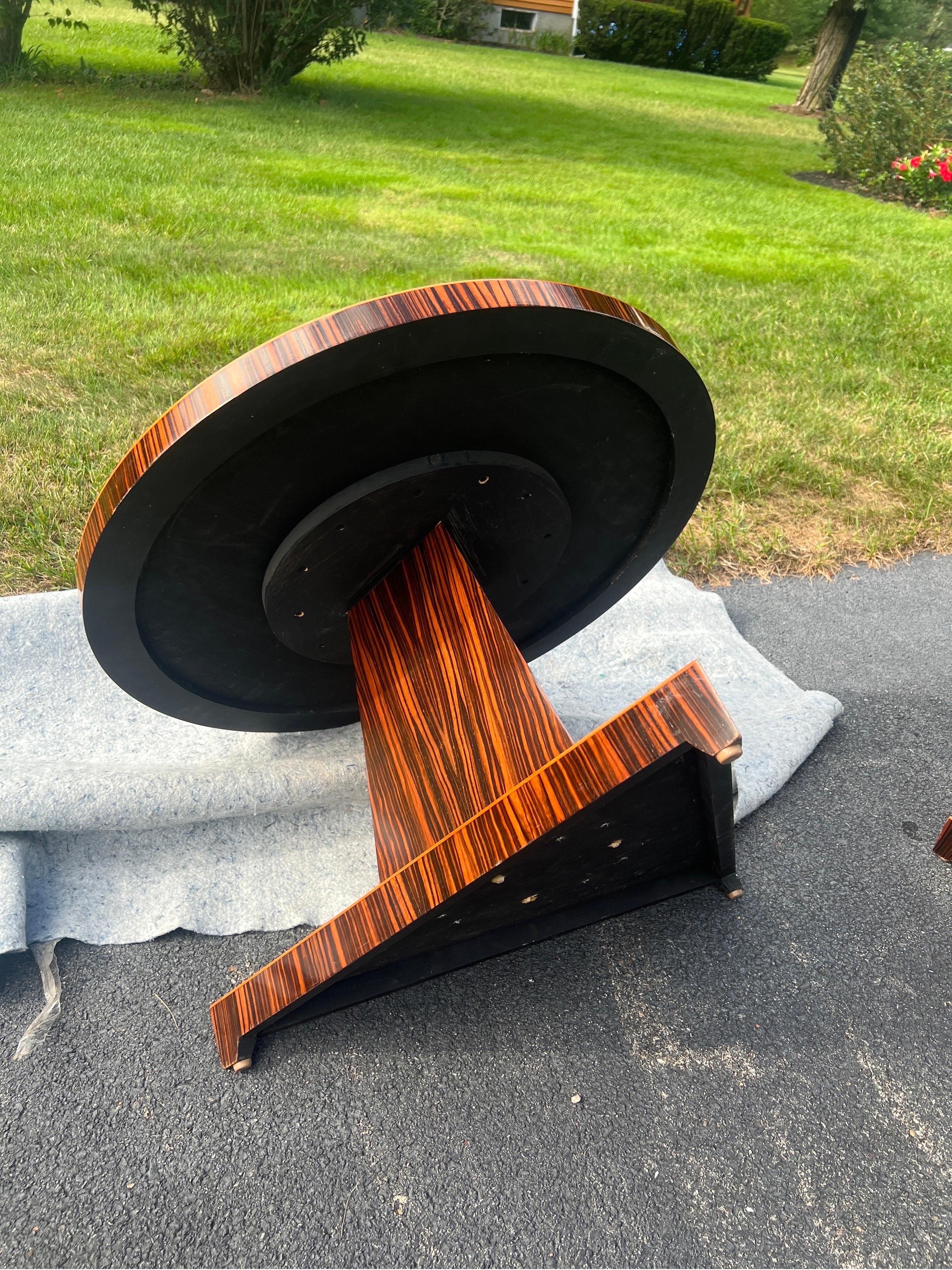 Pair, French Modern Art Deco Style Madagascar Rosewood Side Tables For Sale 2