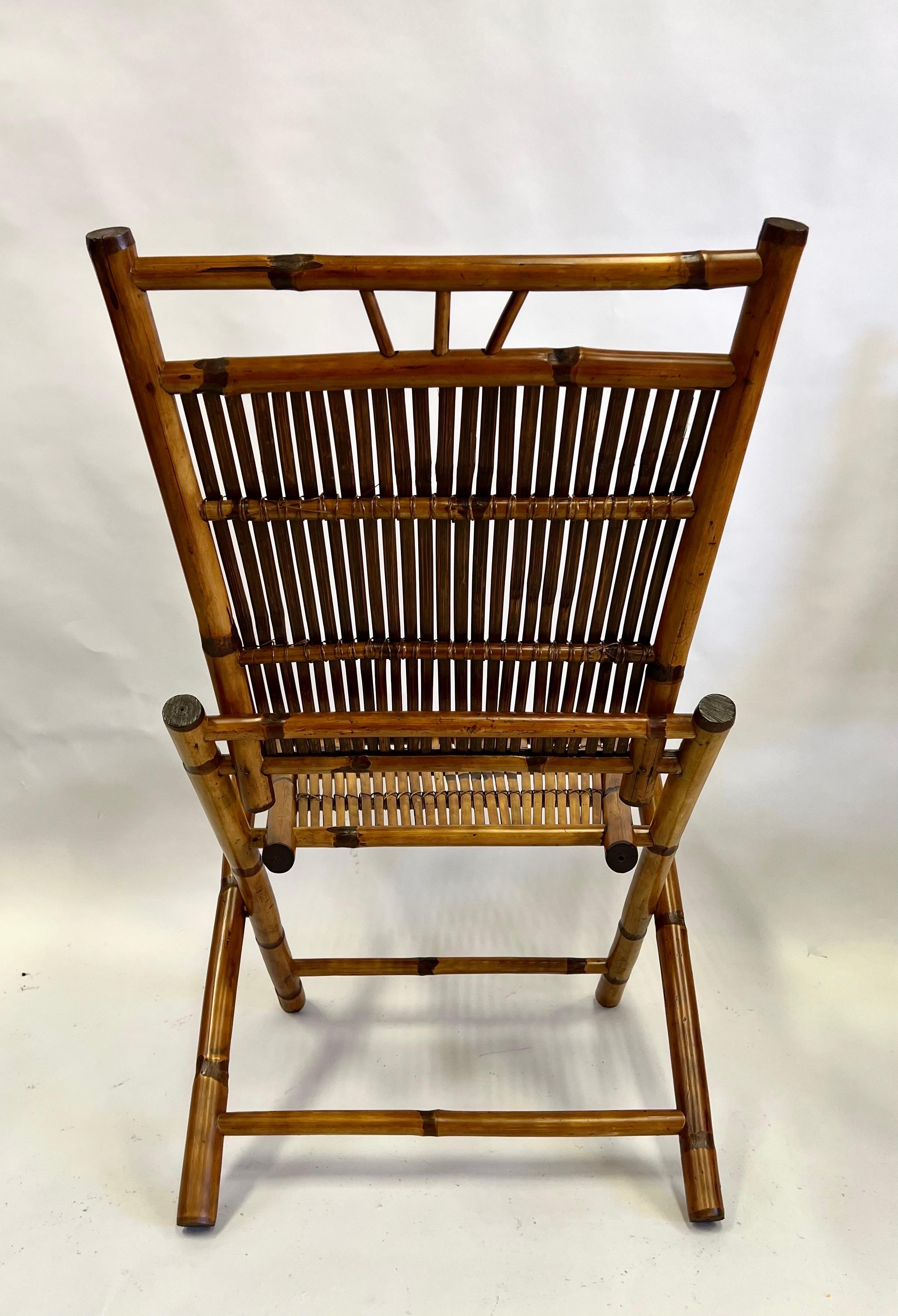 Pair French Modern Neoclassical Bamboo & Rattan Lounge /Side Chairs For Sale 9