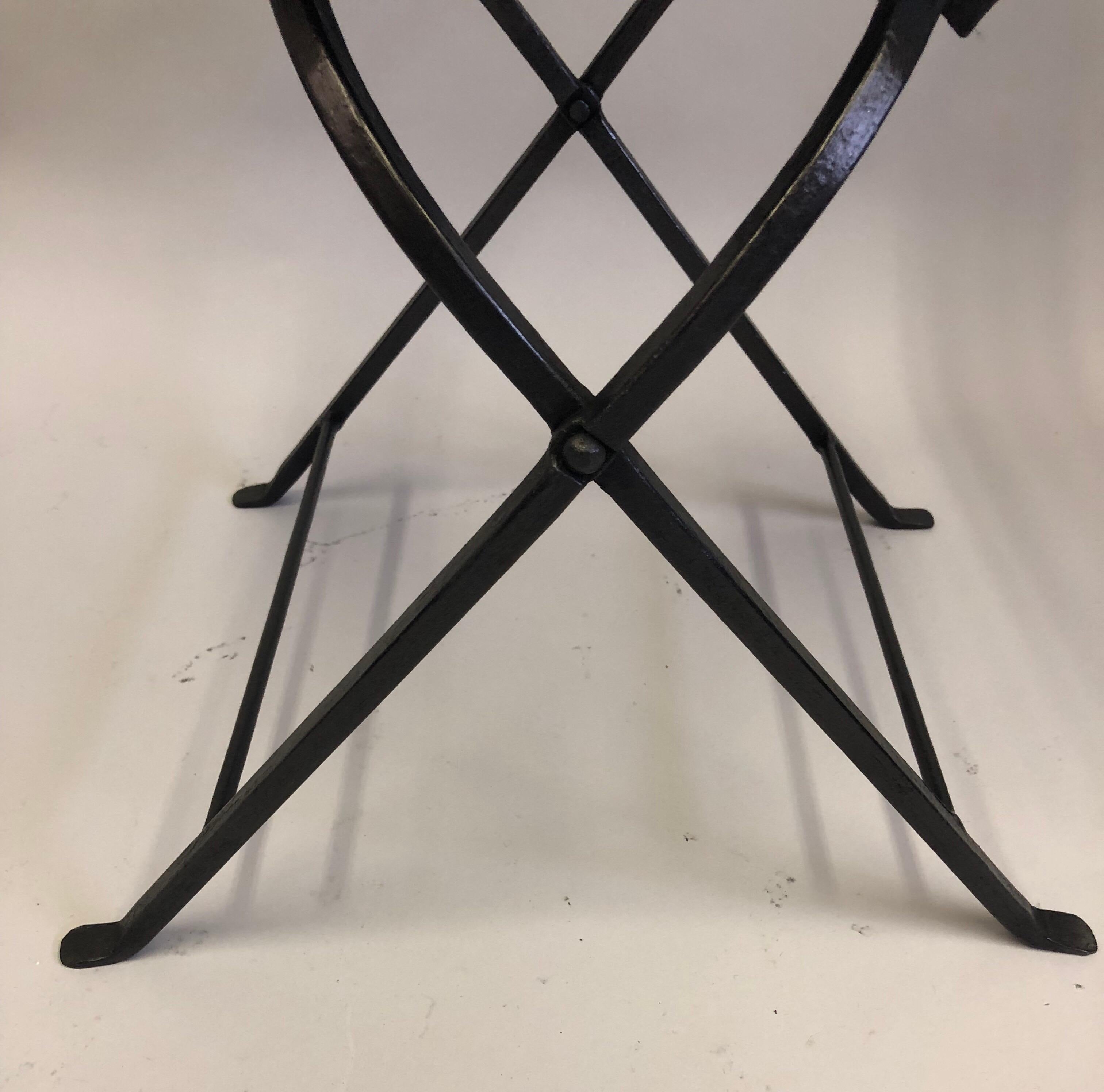 French Modern Neoclassical Hand Forged Iron Side Chairs, Gilbert Poillerat, Pair For Sale 11