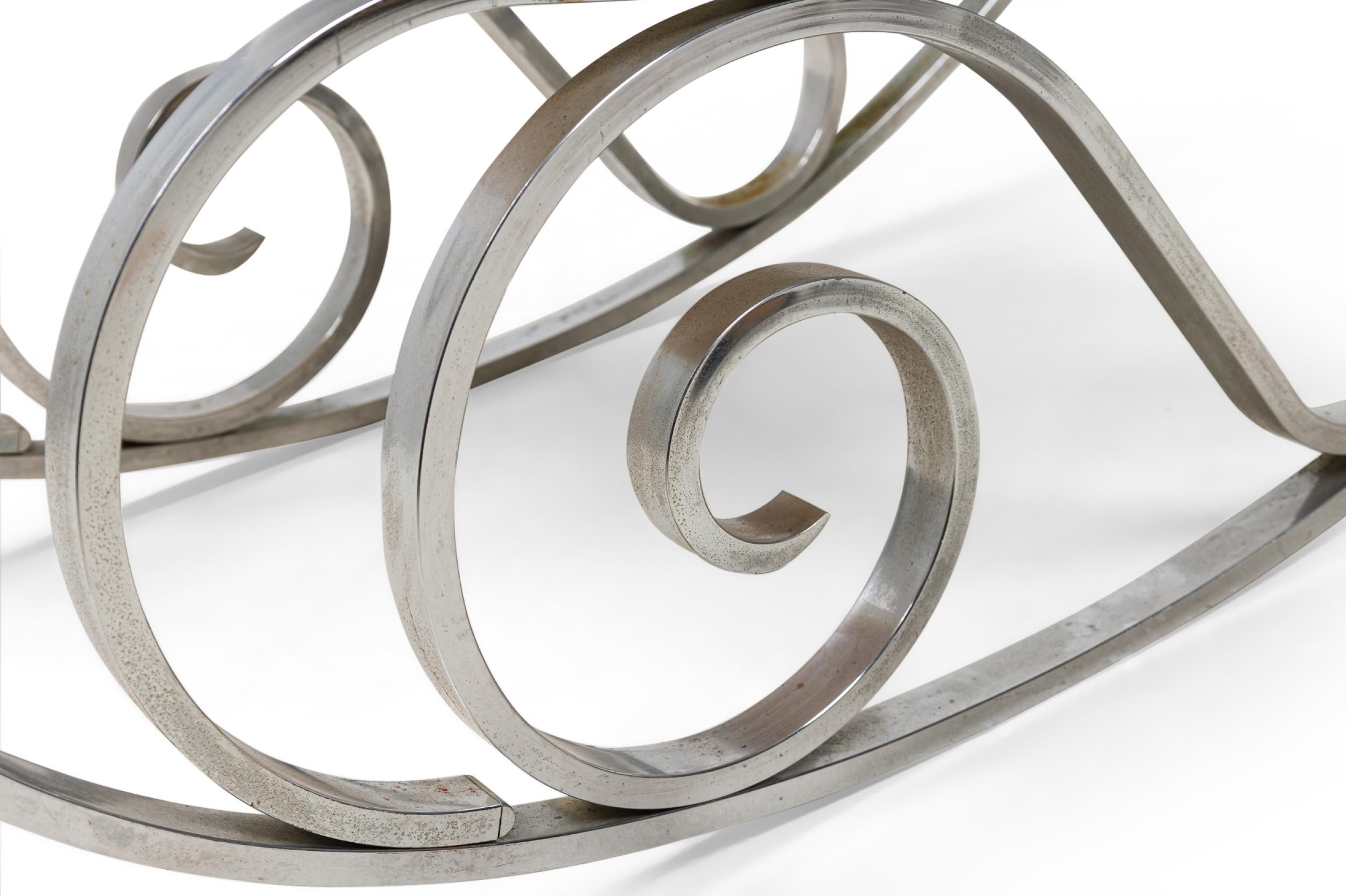 Pair French Modern Polished Nickel Rocking Chair, Maison Jansen 6