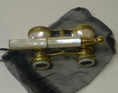 Pair French Mother of Pearl Opera Glasses, Lorgnette Handle c.1900