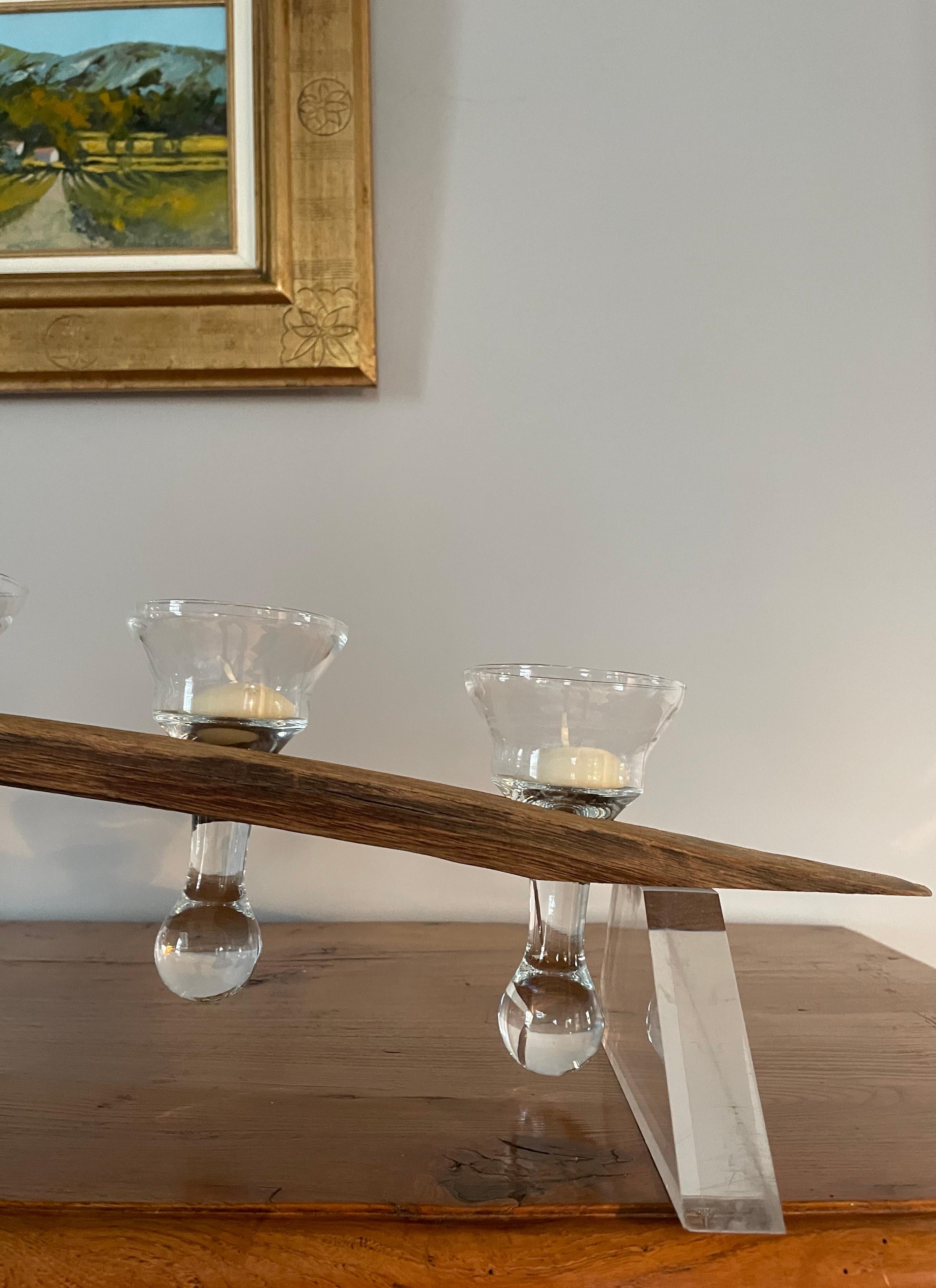 Coppia di candelabri francesi nautici in Oak con bicchieri e portacandele in vendita 5