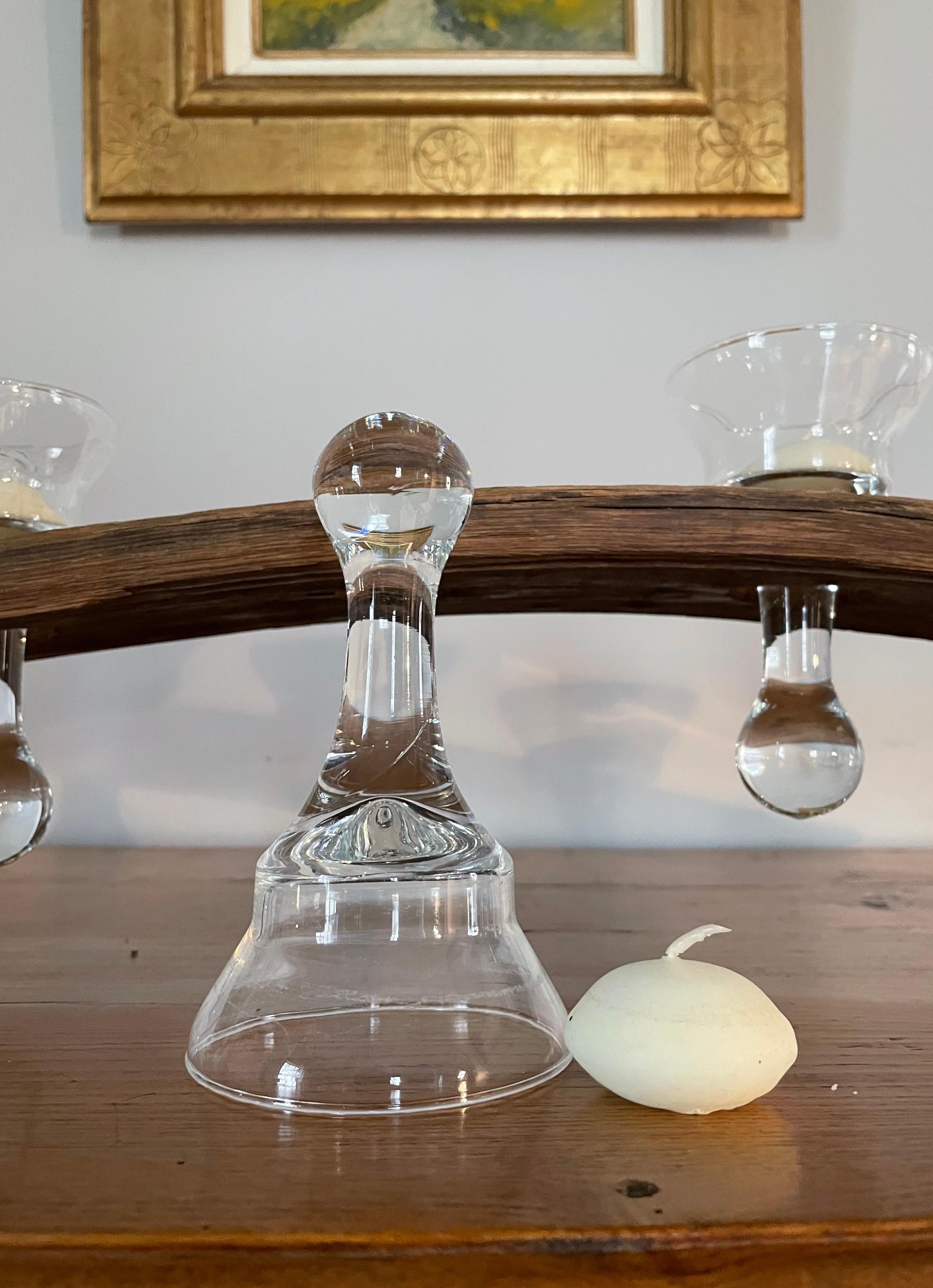 Coppia di candelabri francesi nautici in Oak con bicchieri e portacandele in vendita 7
