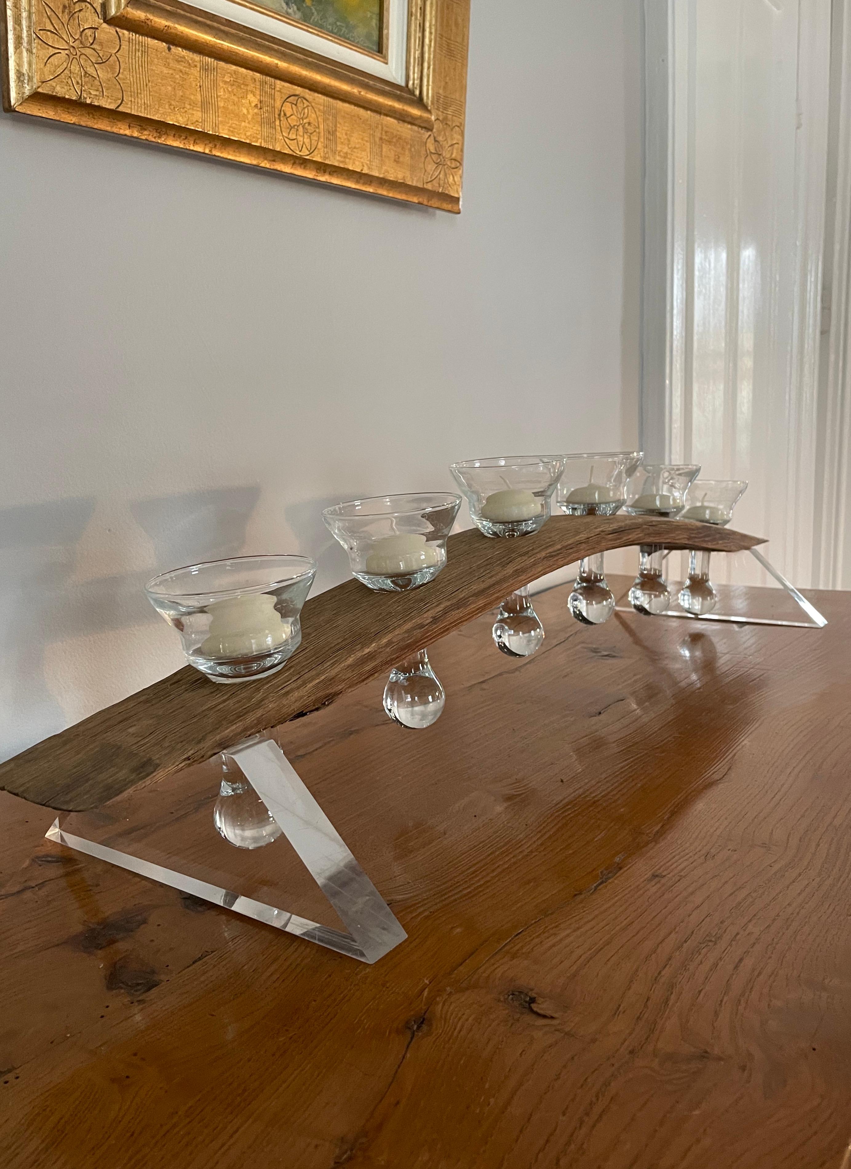 Francese Coppia di candelabri francesi nautici in Oak con bicchieri e portacandele in vendita