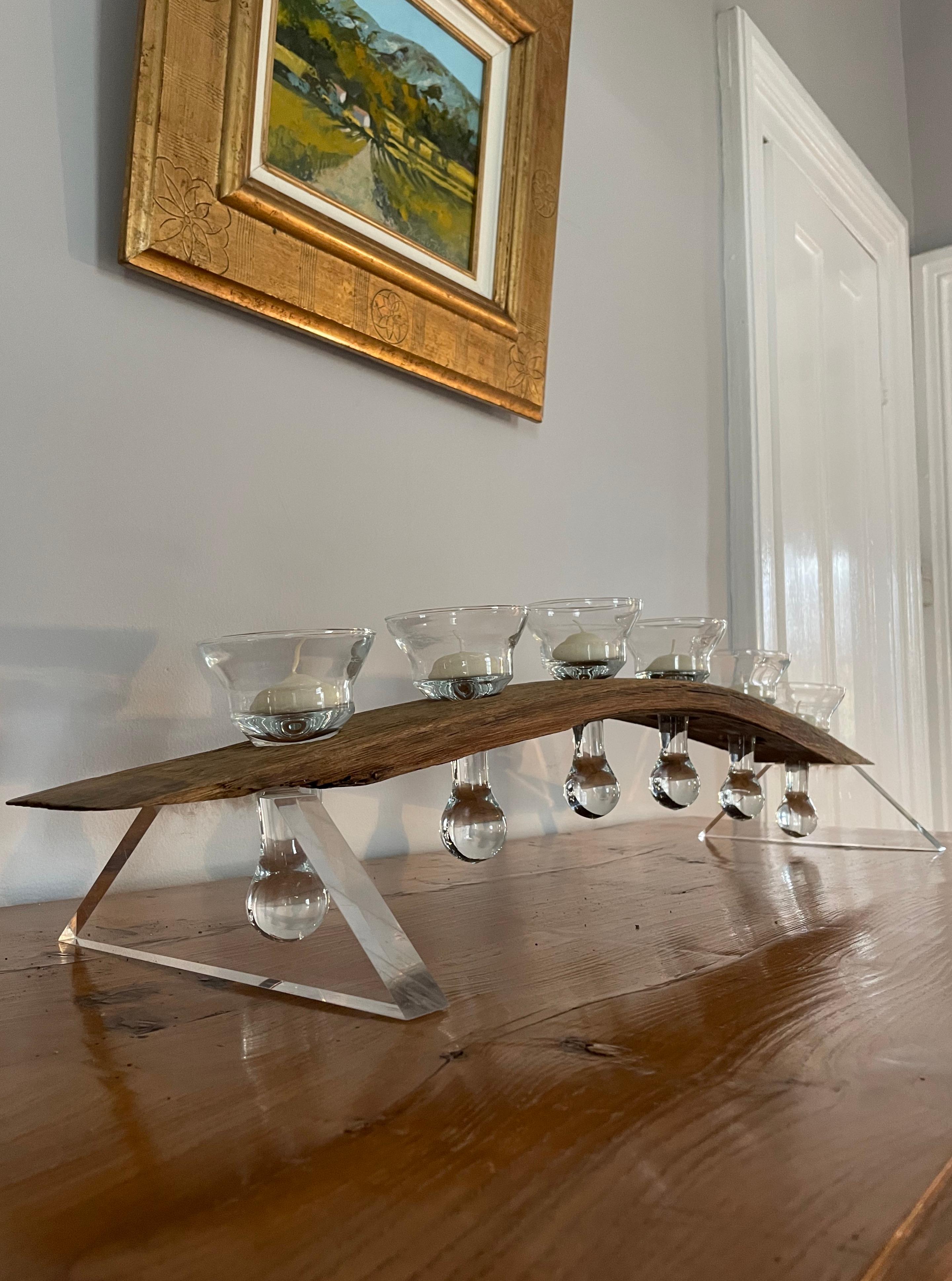 Coppia di candelabri francesi nautici in Oak con bicchieri e portacandele In condizioni buone in vendita a Woodbury, CT