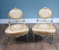 Pair French Neo Classical Chairs Painted Louis XVI Revival