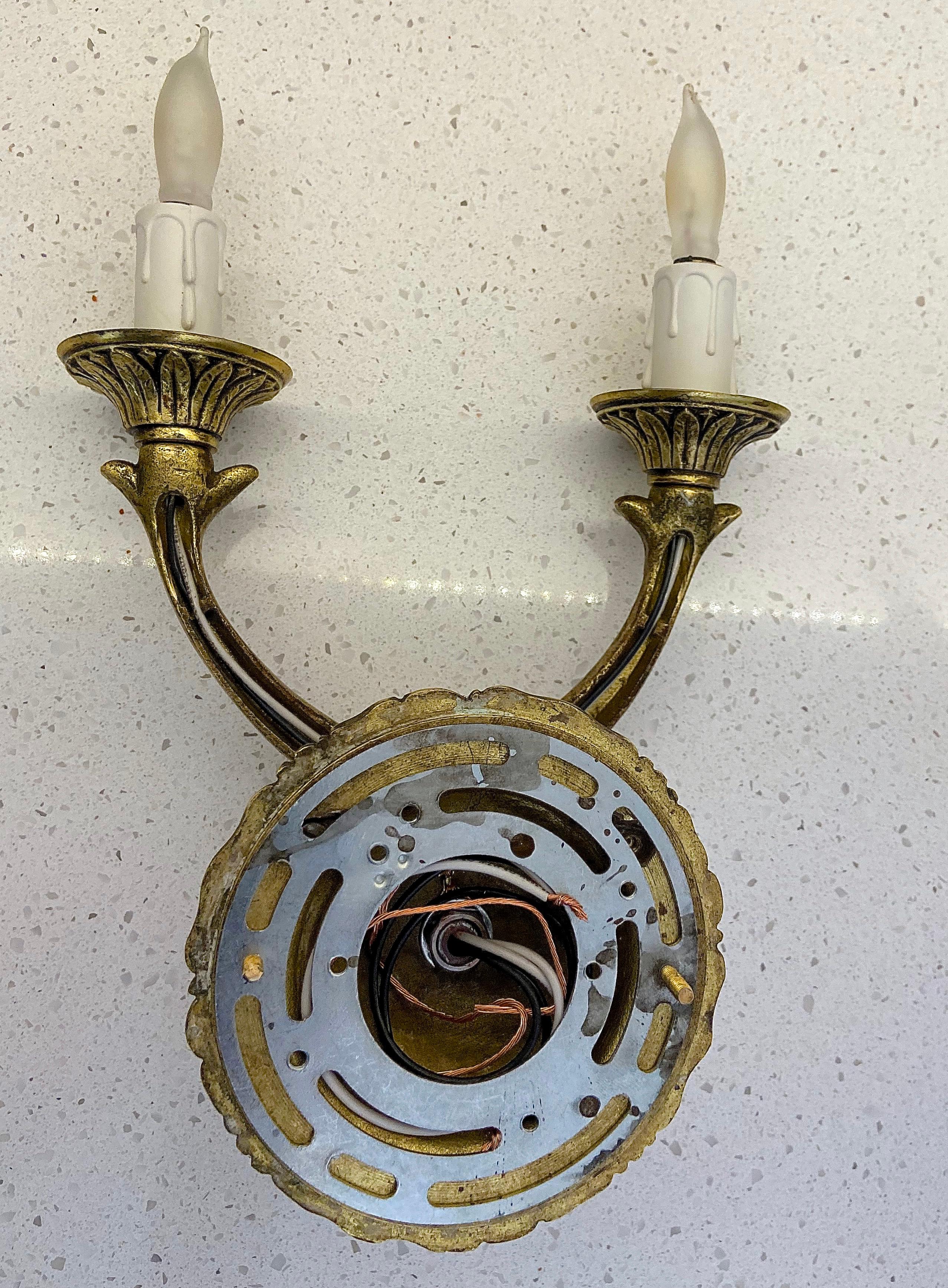 Pair of French Neoclassic Dolphin Brass Wall Sconces For Sale 13
