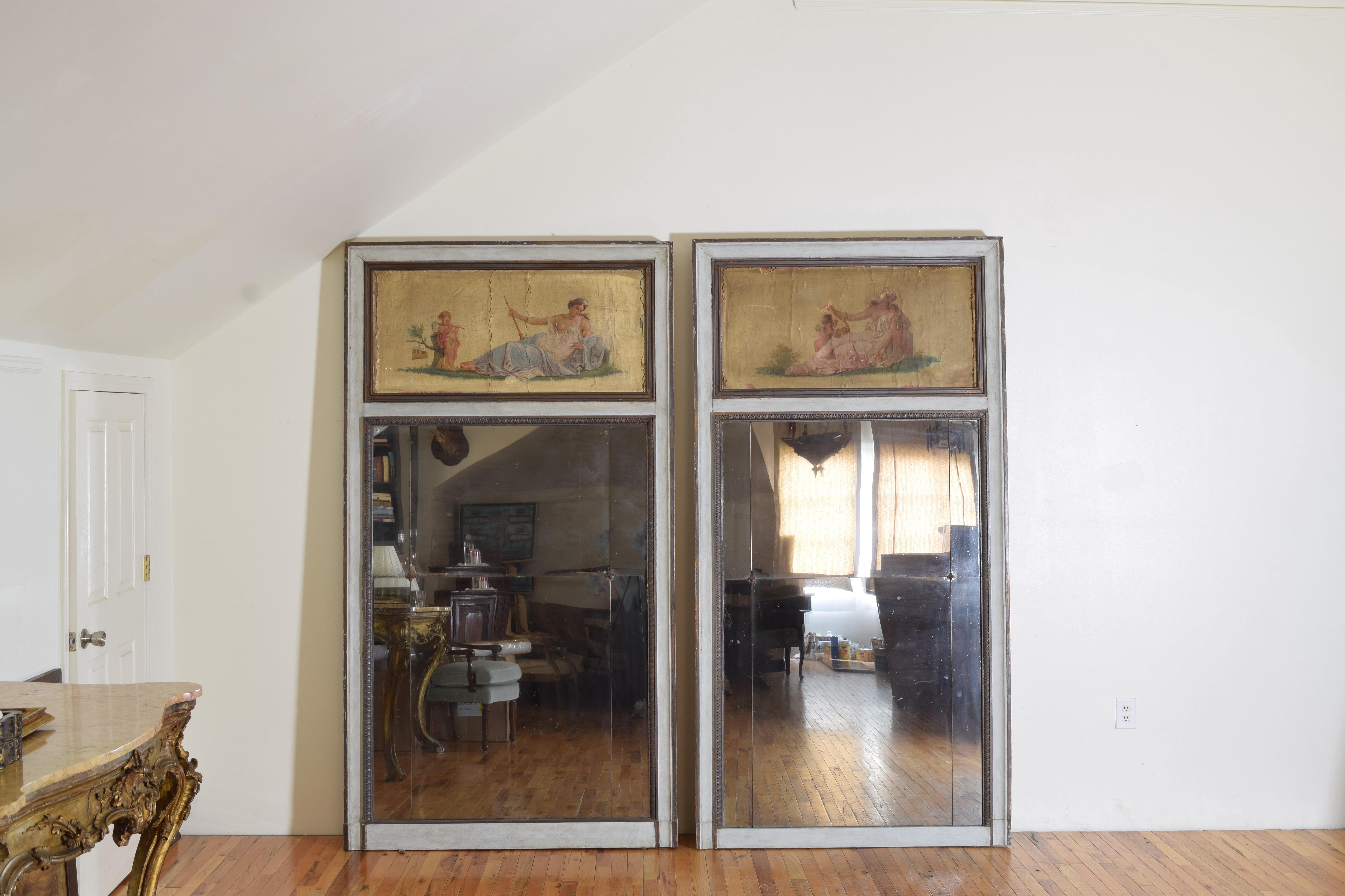 Originally built into the wall, Antique Trumeau mirrors have been the choice of aristocracy for centuries and for top designers in the 21st century as well.  This particular couple were probably once a part of a much larger collection since the