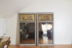 Pair French Neoclassic Painted Trumeau Mirrors, mid 19th century