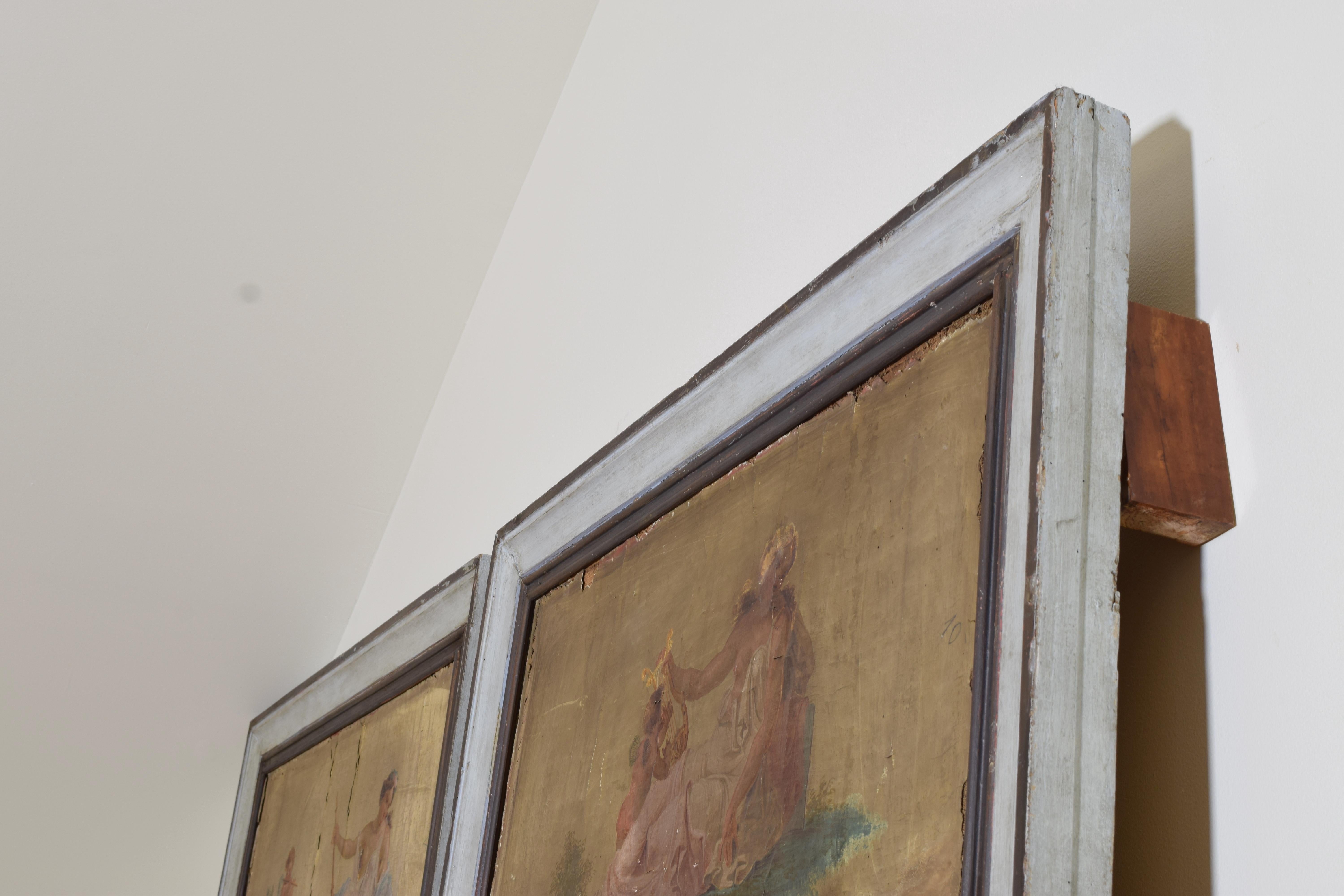 Paar französische neoklassizistische bemalte Trumeau-Spiegel, Mitte 19. im Zustand „Gut“ im Angebot in Atlanta, GA