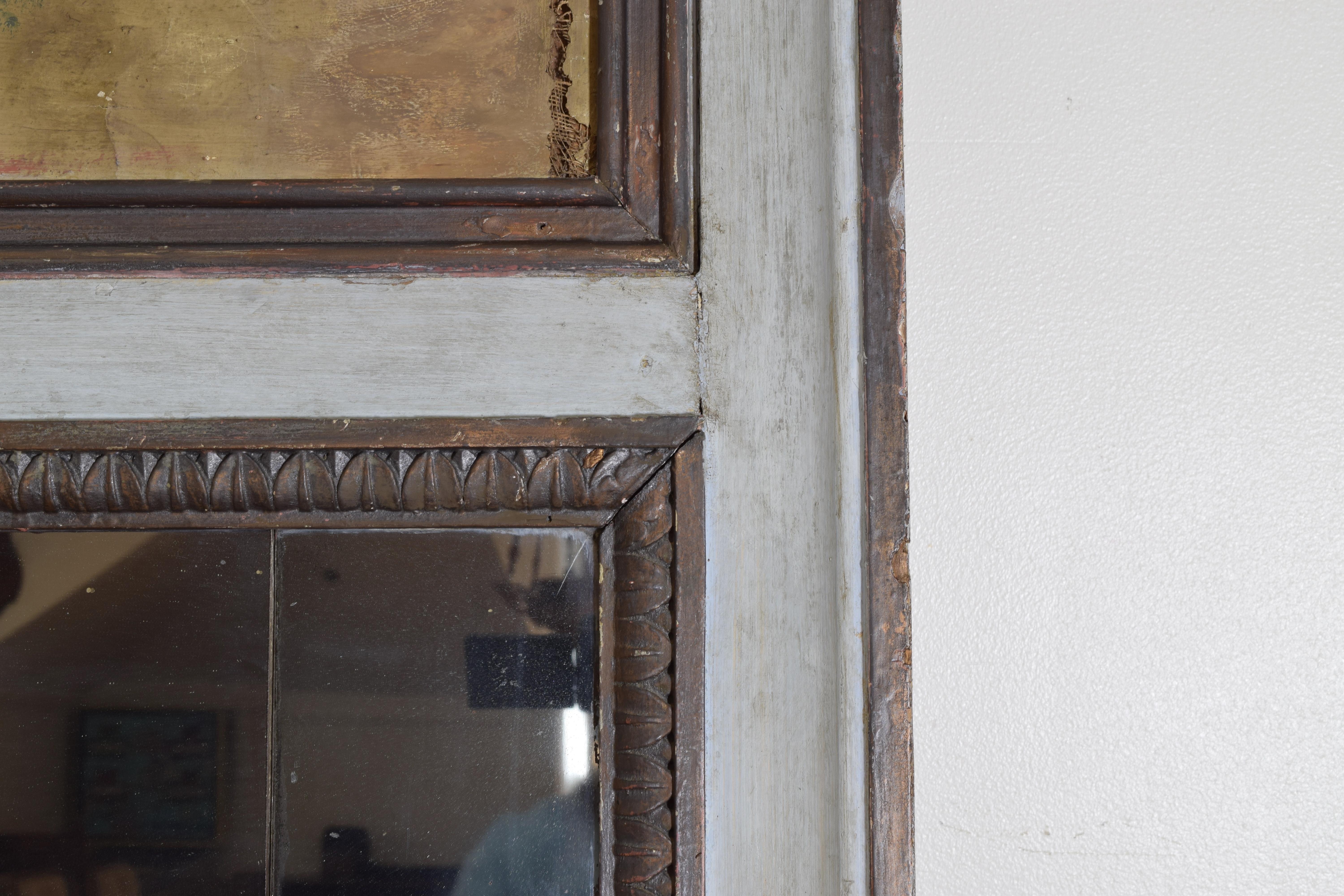 XIXe siècle Paire de miroirs Trumeau peints de style néoclassique français, milieu du 19e siècle en vente